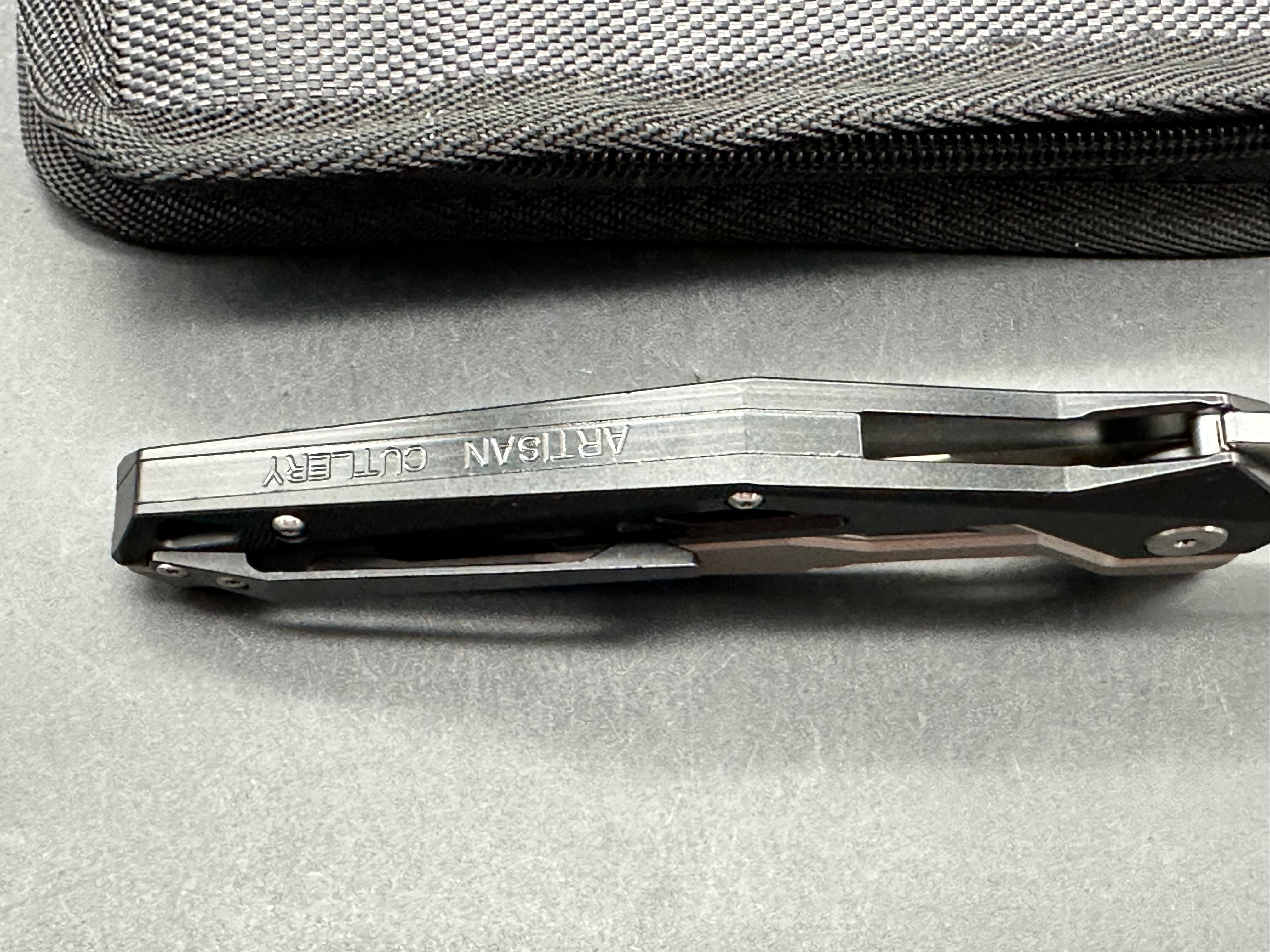 Artisan Cutlery Bombardier Liner Lock Knife Black Ti (3.45" Stonewash)