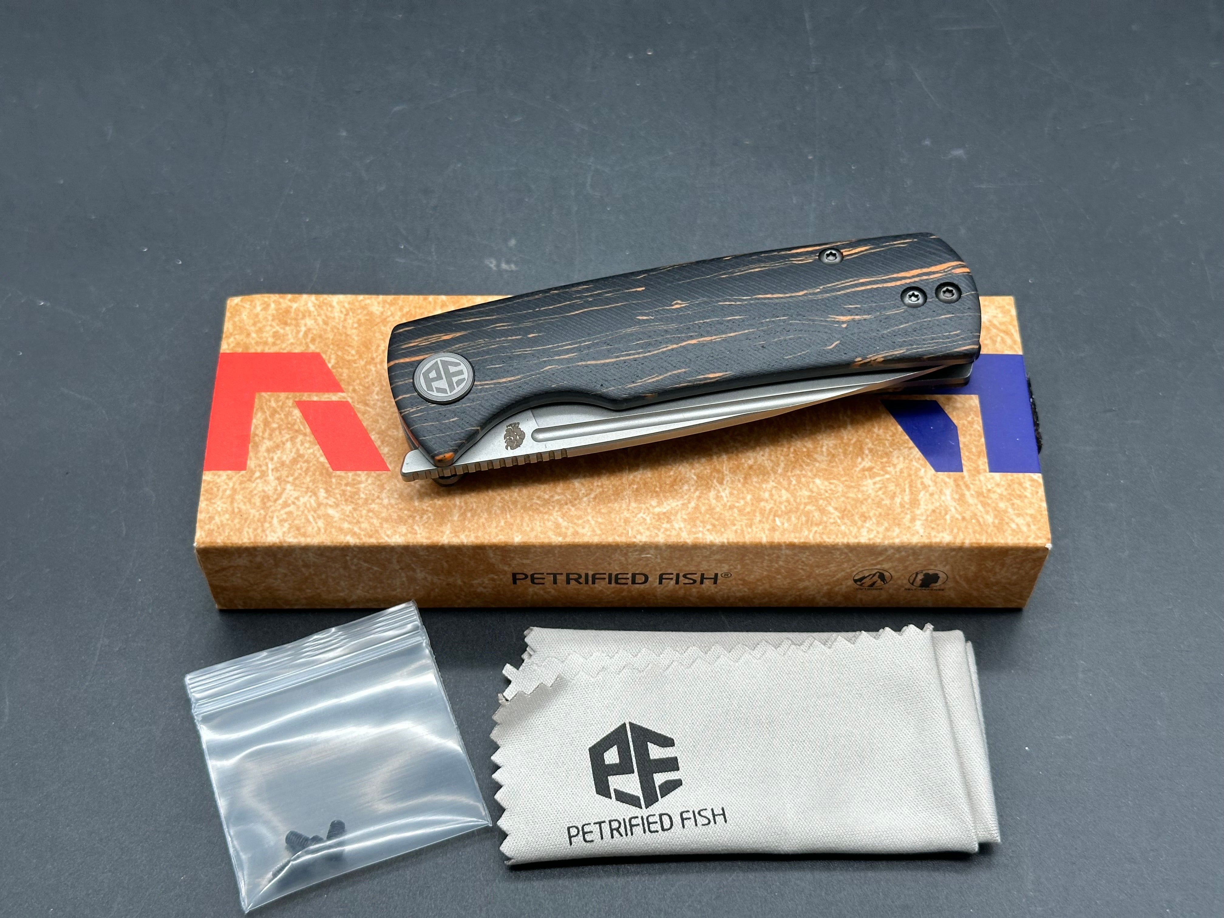 PETRIFIED FISH MINI BELUGA FRONT FLIPPER ORANGE GMASCUS HANDLE 14C28N