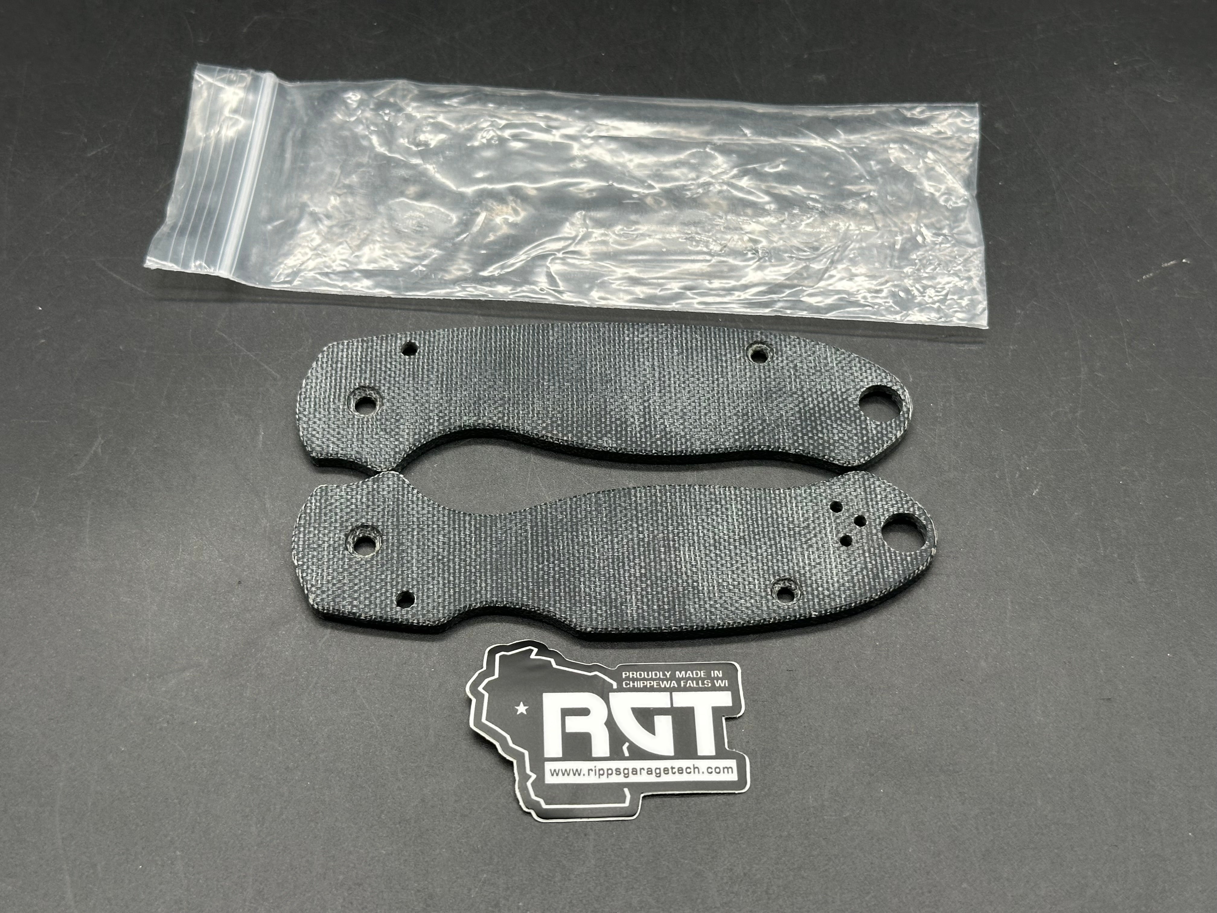 Spyderco Para 3 Blue Canvas Micarta Rplacement Scales from Ripp's Garage Tech - RGT