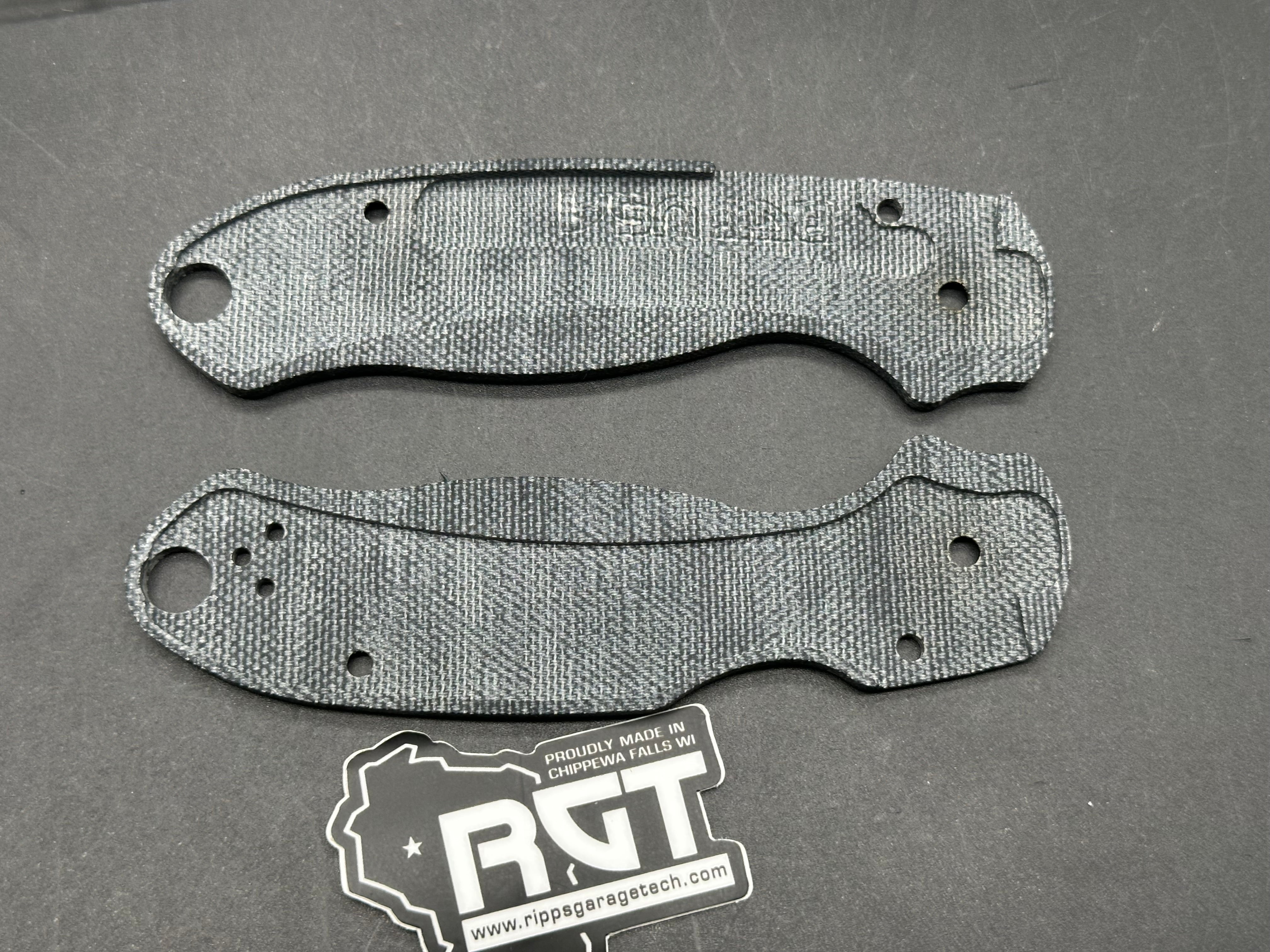 Spyderco Para 3 Blue Canvas Micarta Rplacement Scales from Ripp's Garage Tech - RGT