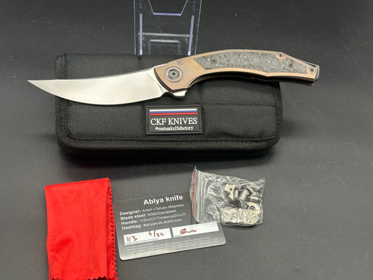 CKF Custom Knife Factory Ablya w/ Bronze Titanium/Carbon Fiber/Zircuti & M390