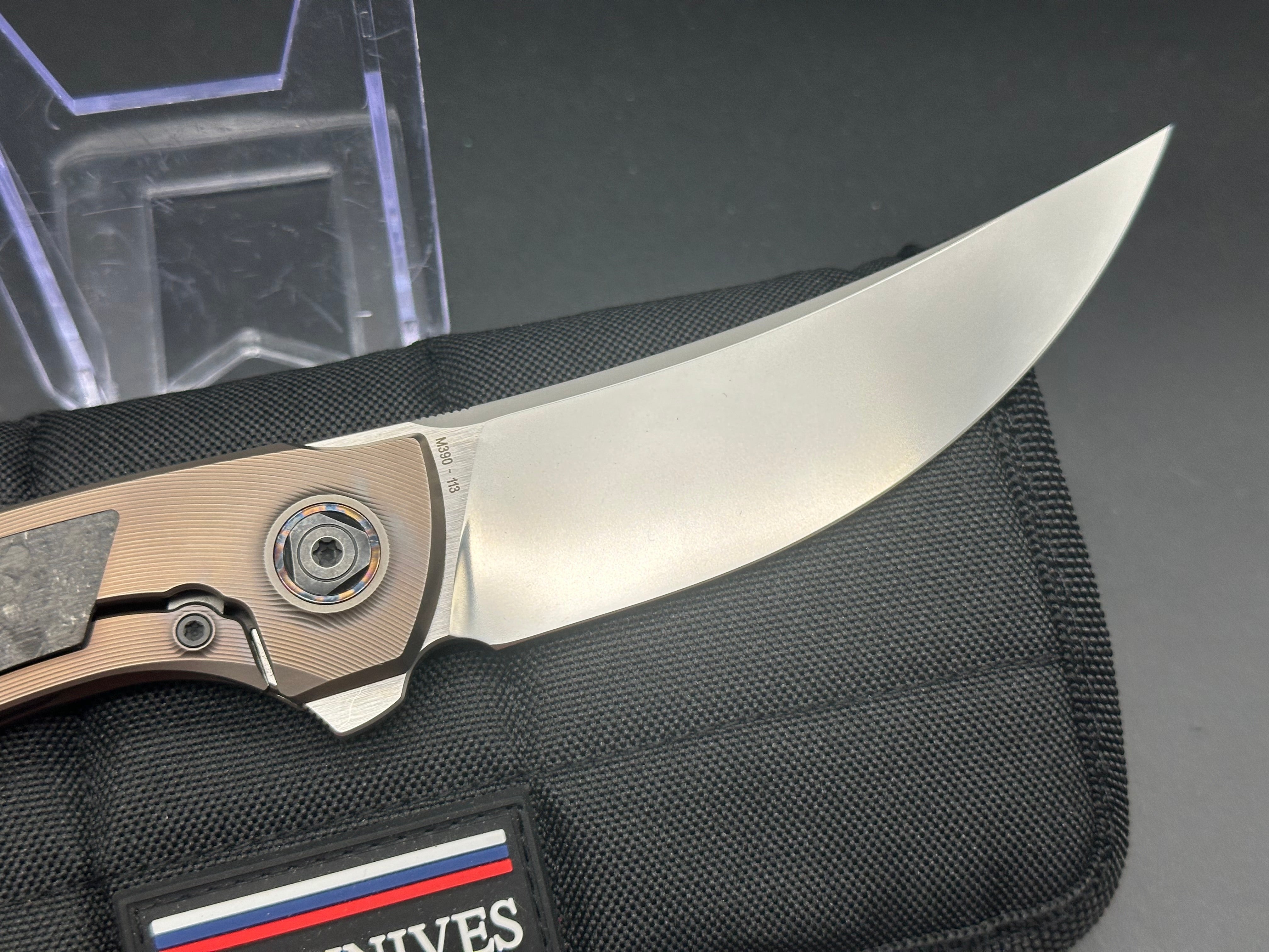 CKF Custom Knife Factory Ablya w/ Bronze Titanium/Carbon Fiber/Zircuti & M390