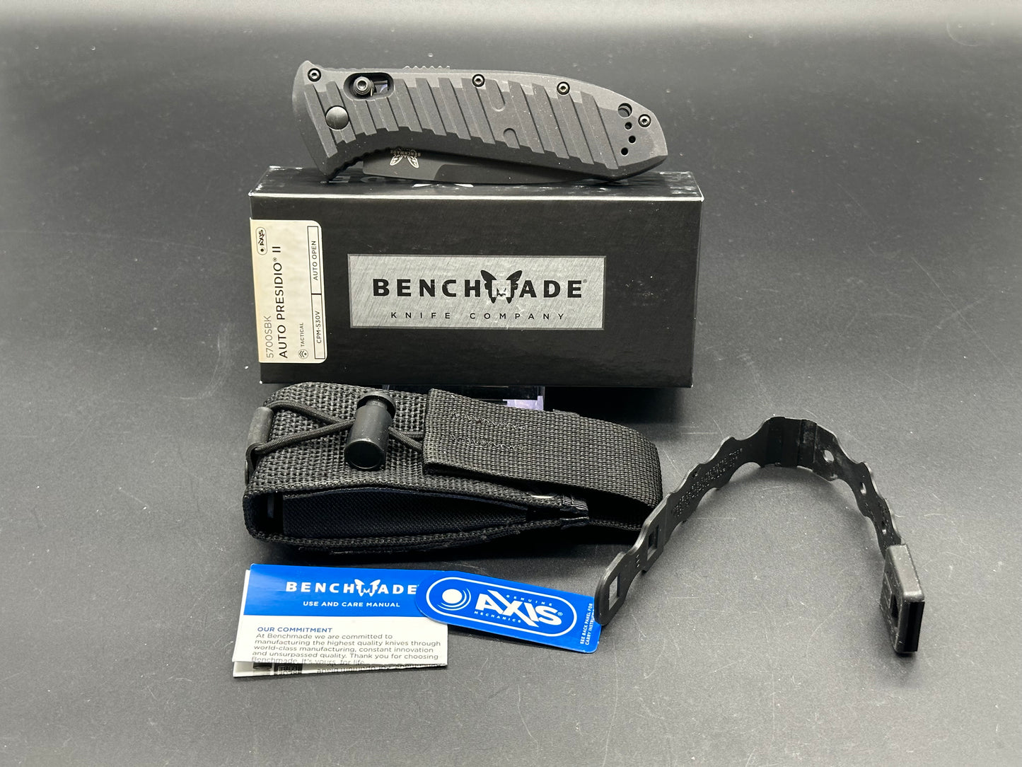 Benchmade 5700SBK Auto Presidio II Automatic Knife (3.7" Black Serr)