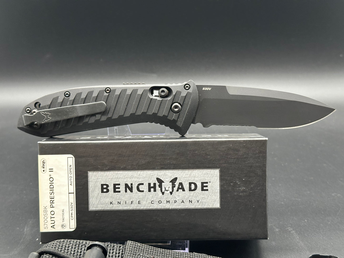 Benchmade 5700SBK Auto Presidio II Automatic Knife (3.7" Black Serr)