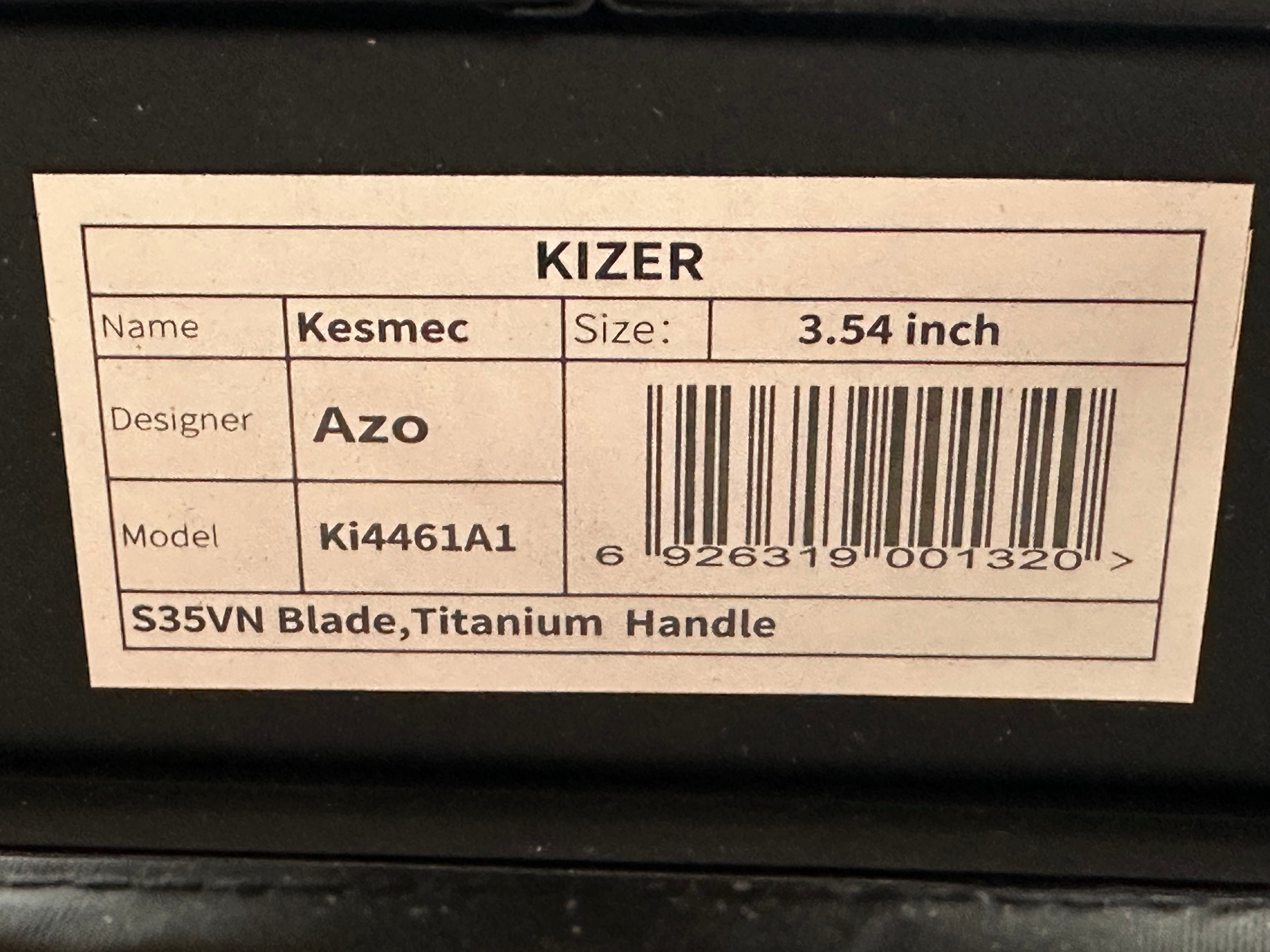Kizer Kesmec Satin CPM-S35VN Blade, Flame Anodized Titanium Handles, Bead Blasted Titanium Pocket Clip