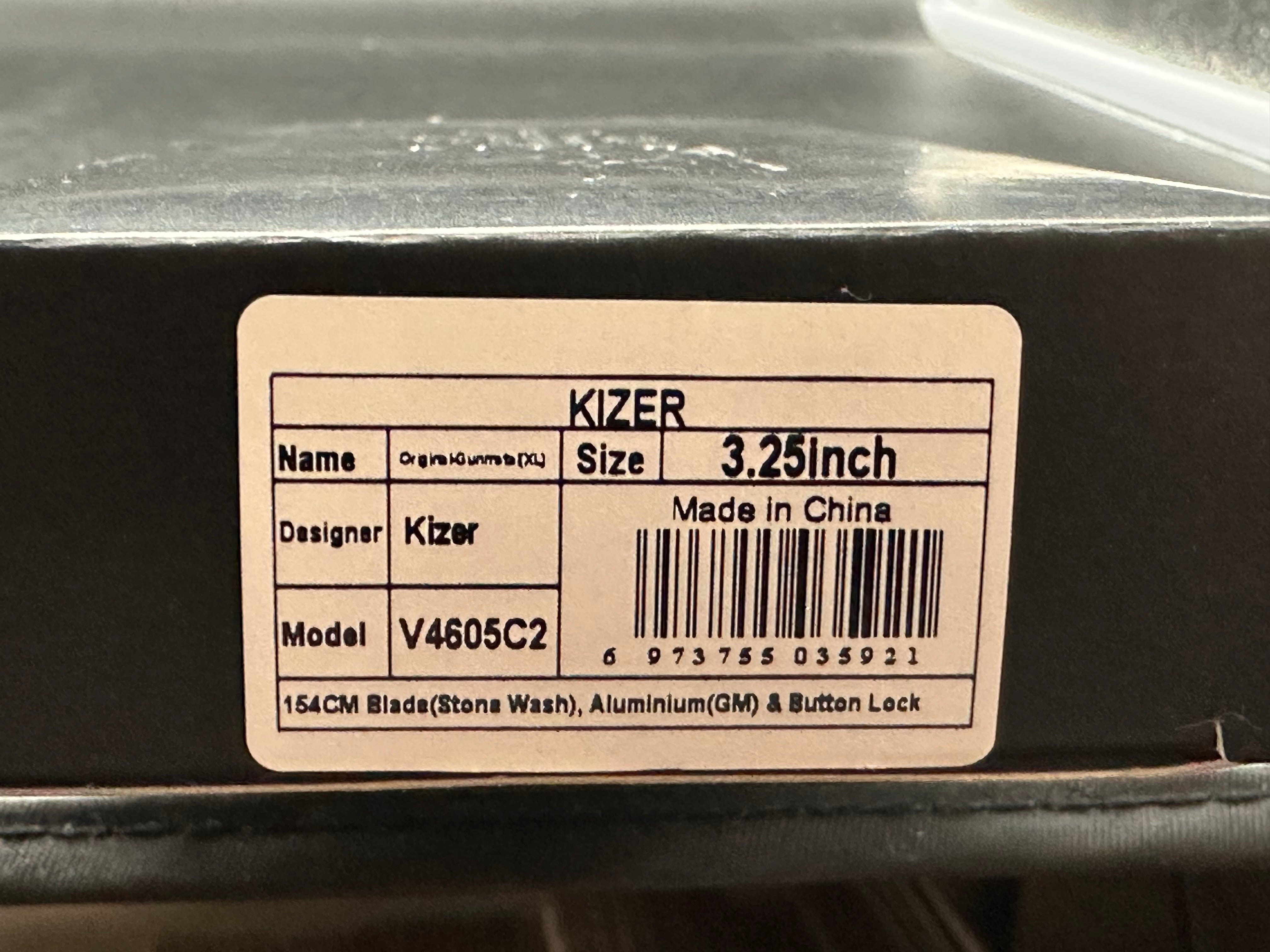 Kizer Original XL #0033 Stonewashed 154CM Blade, Gunmetal Gray Aluminum Handles