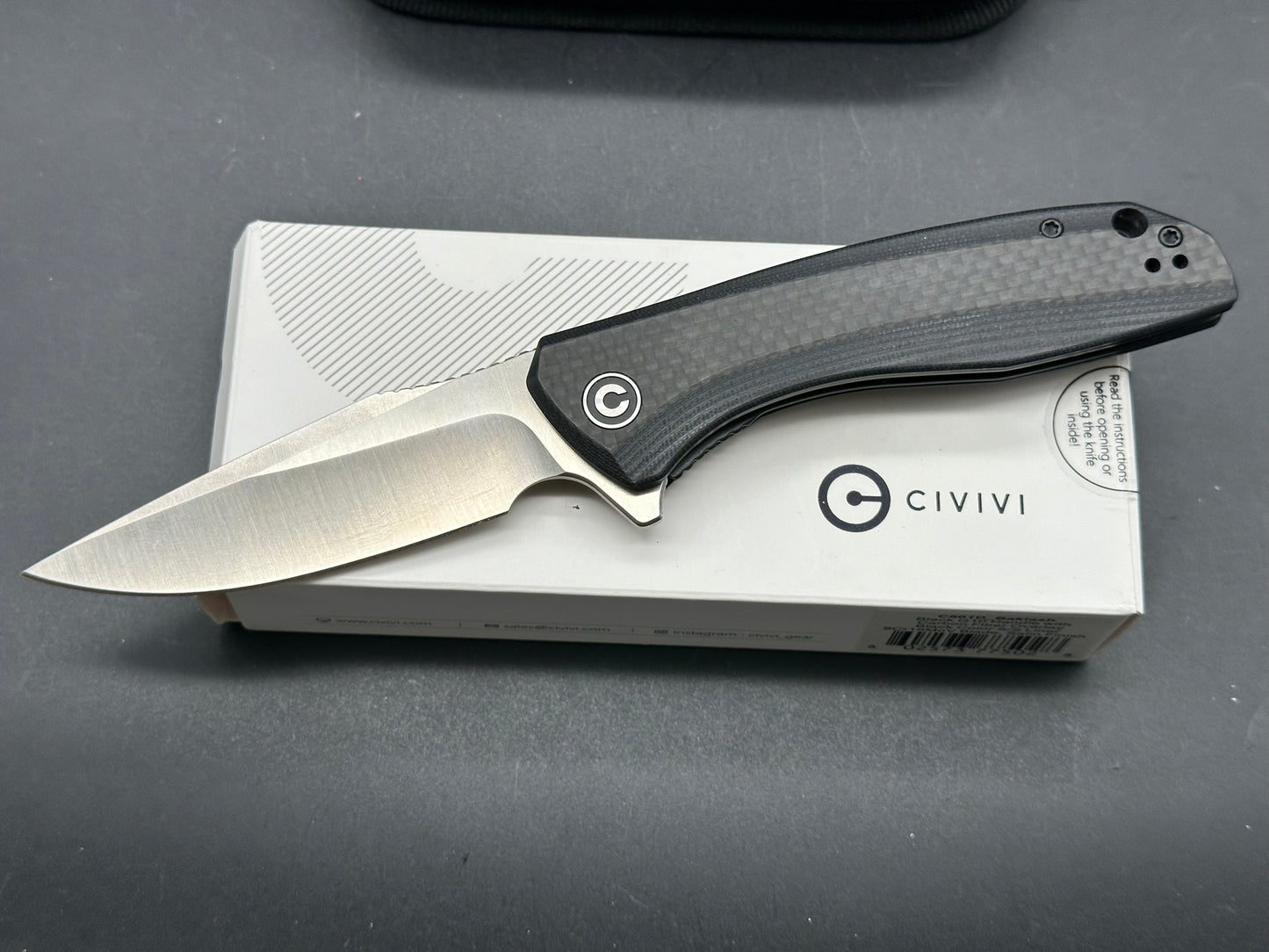 CIVIVI Baklash Flipper Liner Lock Knife G-10/Carbon Fiber (3.5" Satin)