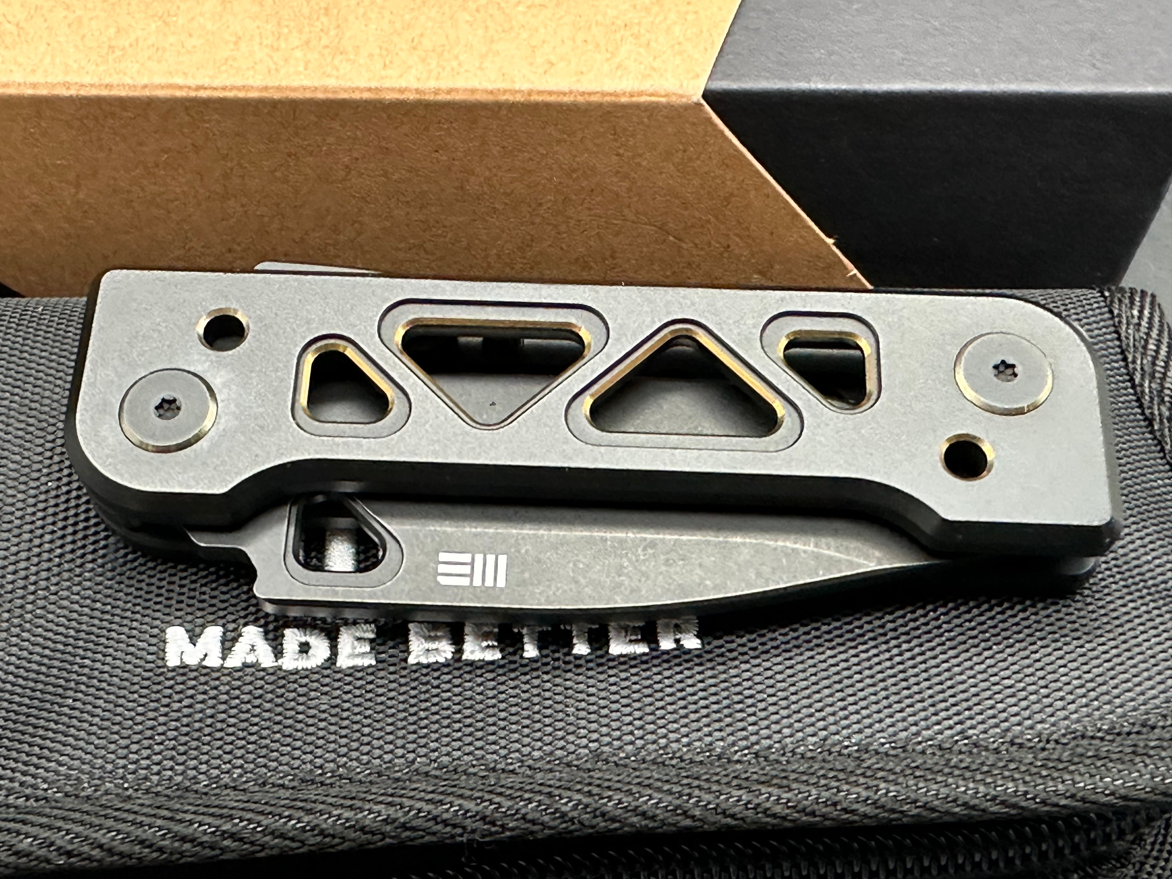 WE Knife Co. Tyro Superlock Knife Black/Gold Titanium (2.9" Black Stonewash)