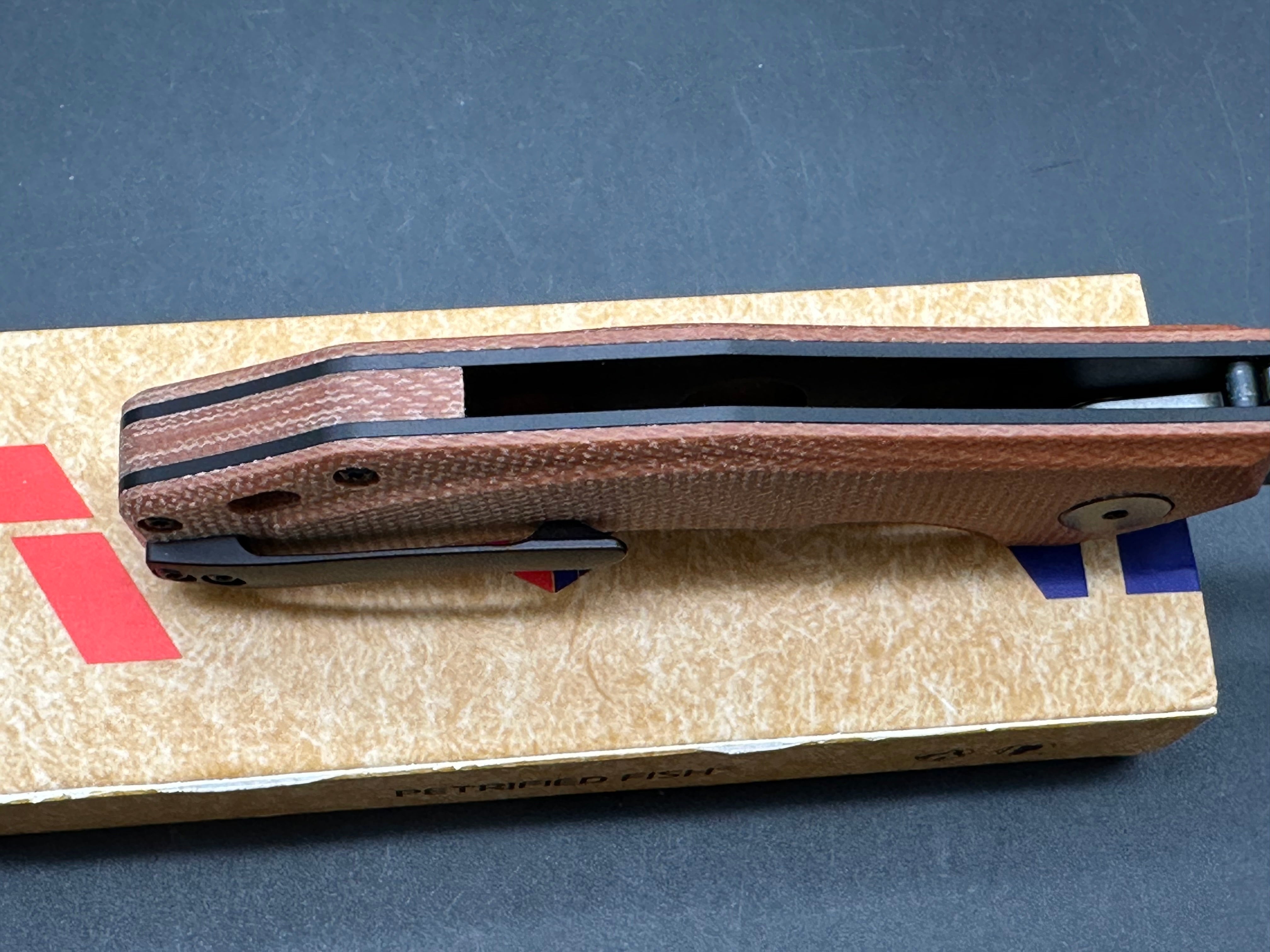Petrified Fish PFP04 Havrog K110 Stonewashed Blade Brown Micarta Handle