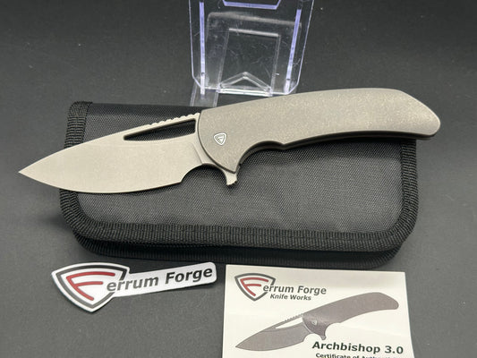 Ferrum Forge Archbishop 3.0 Flipper Knife Titanium (3.5" BB/SW)