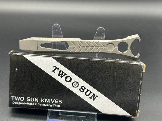 TWOSUN TI PRY BAR BOTTLE OPENER Stonewash TC4 TITANIUM