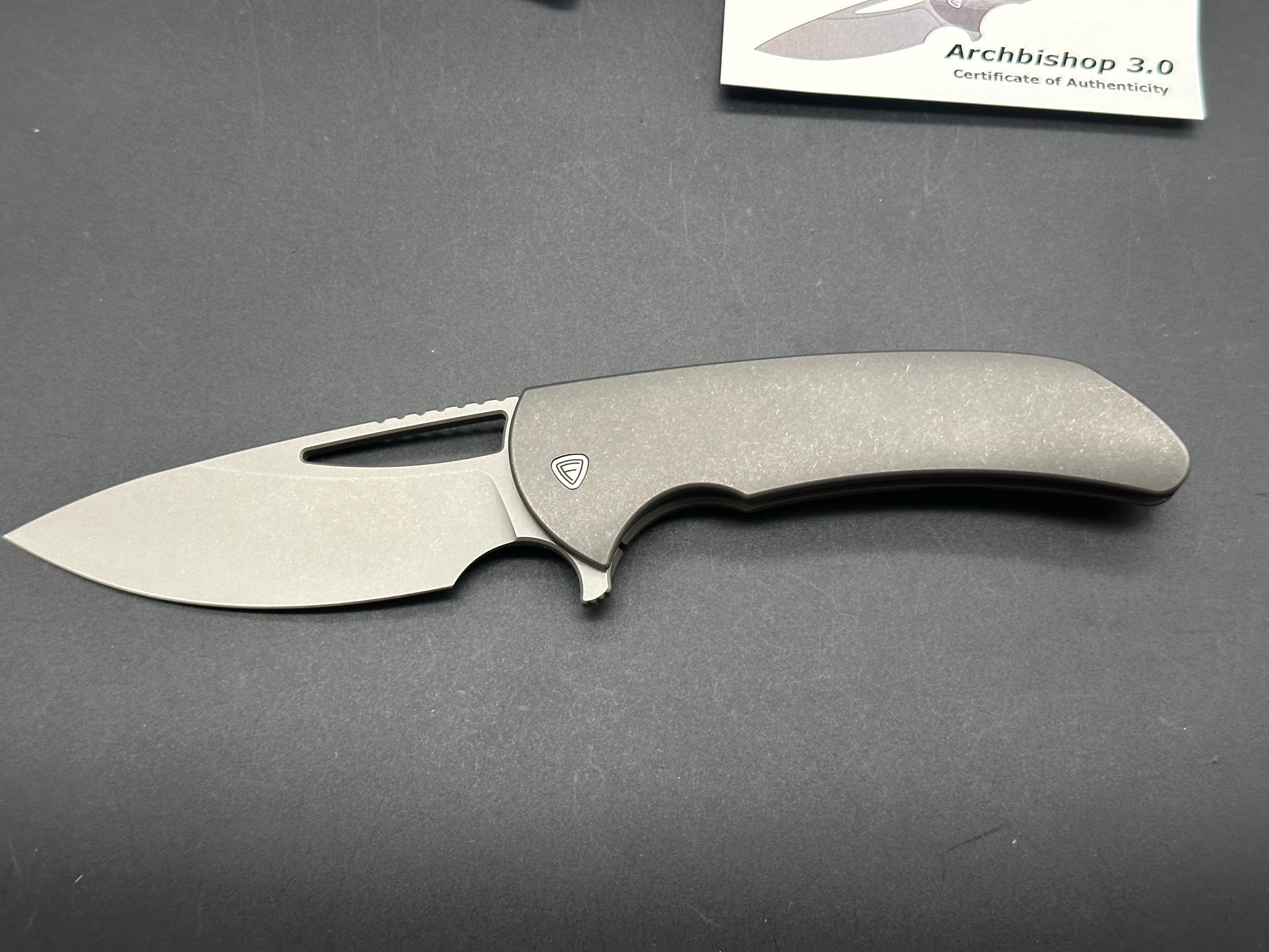 Ferrum Forge Archbishop 3.0 Flipper Knife Titanium (3.5" BB/SW)