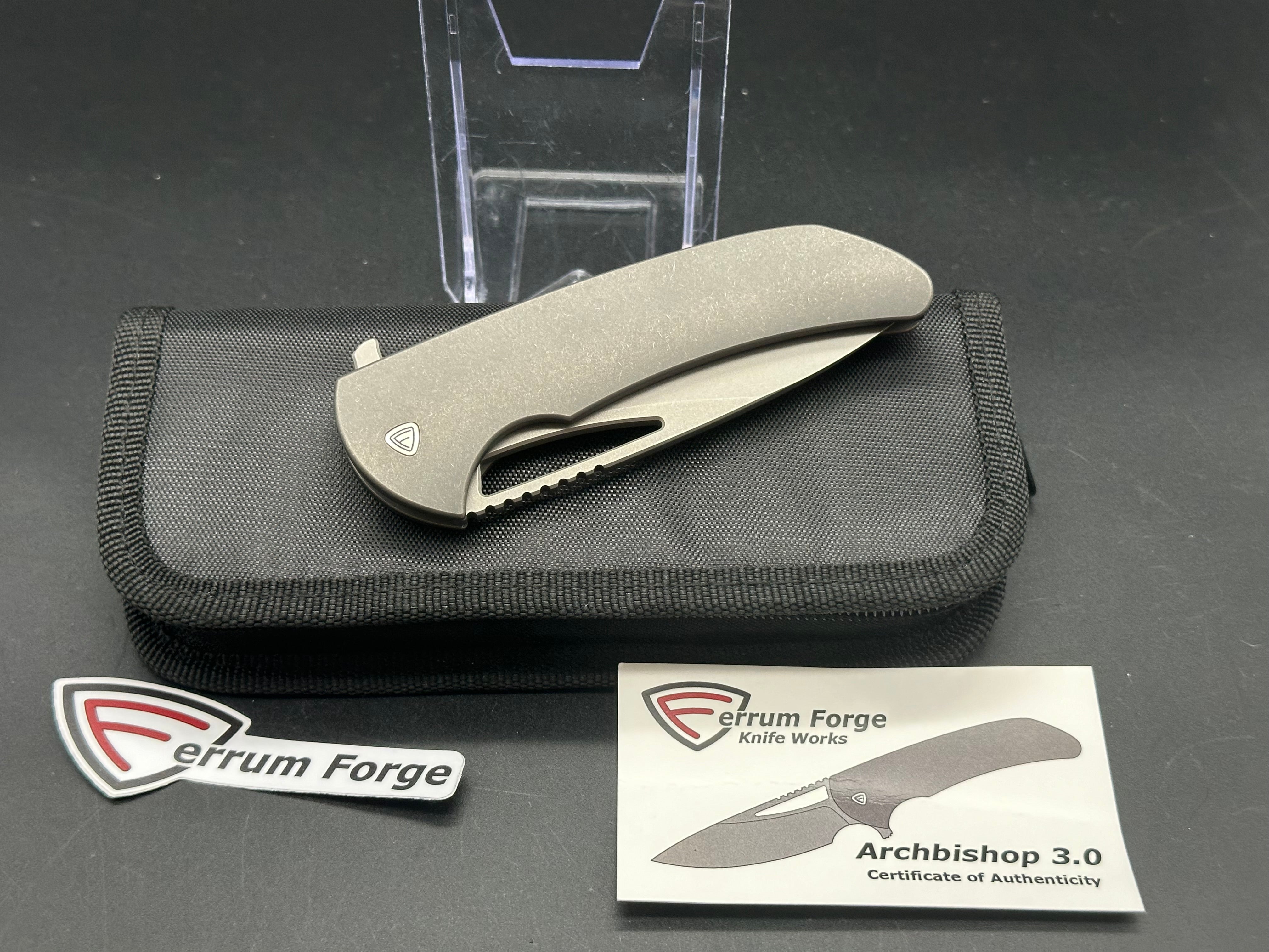 Ferrum Forge Archbishop 3.0 Flipper Knife Titanium (3.5" BB/SW)