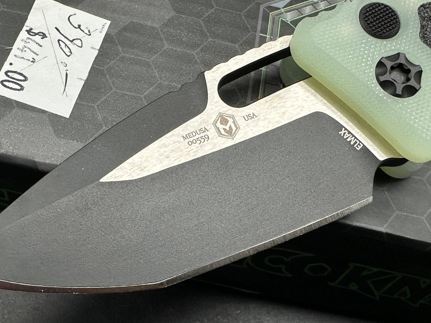 Heretic Knives Medusa Automatic Knife Jade G-10 (3" Black Tanto)