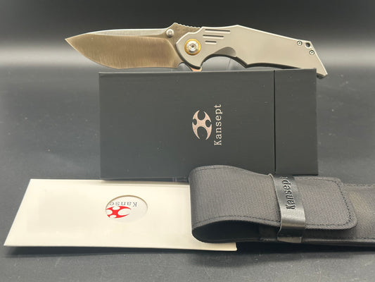 Kansept Knives Delta Titanium Scales CPM-S35VN Stonewash Blade