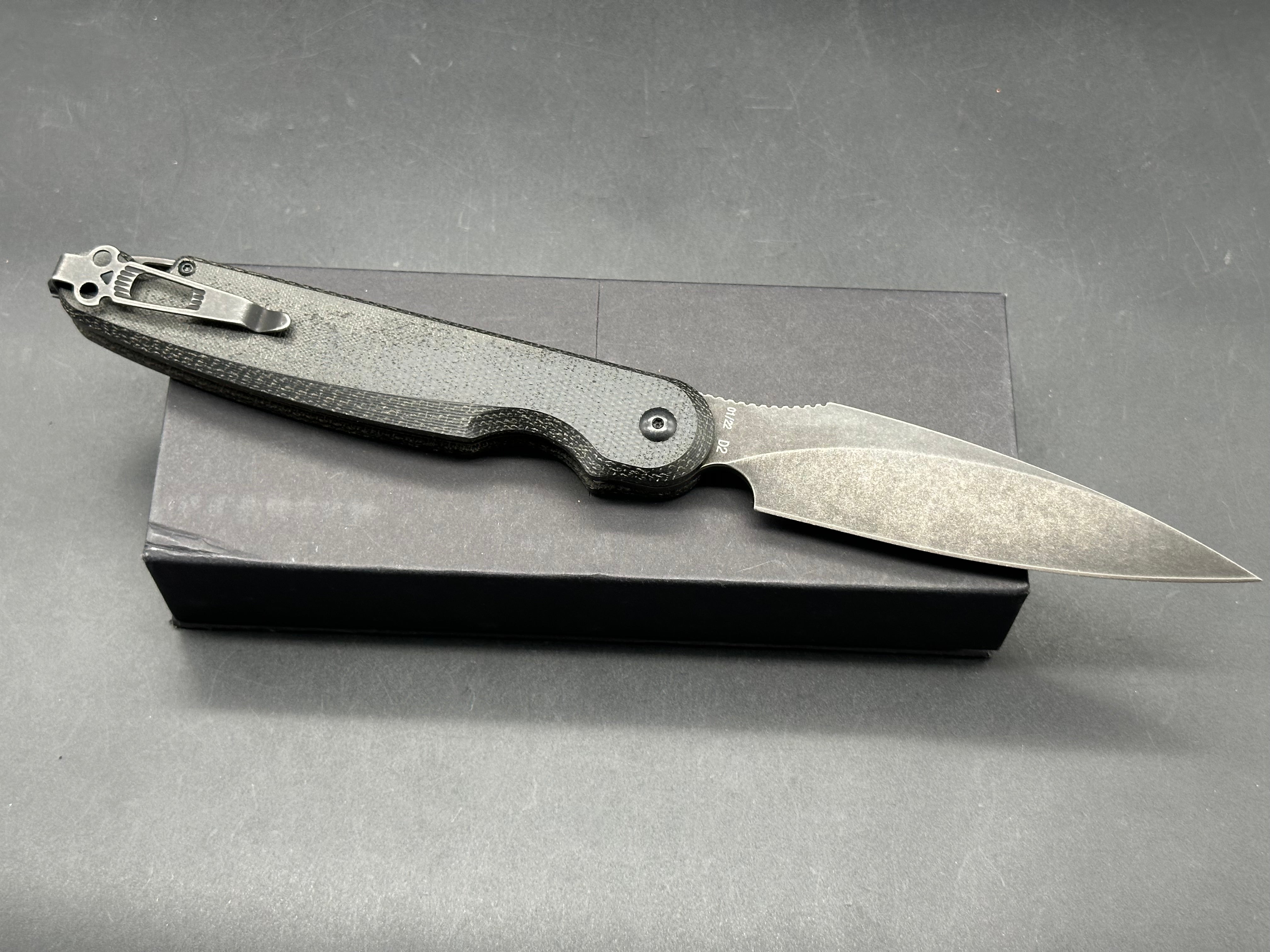Daggerr Knives Parrot Button Liner Lock Knife Black  (4.75" Black SW)