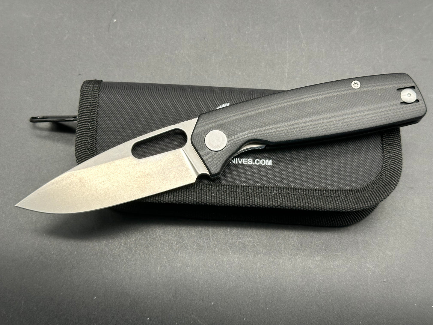 Asher Spiro G10, 3.2" S90V Stonewash Blade with Black G10 Handle