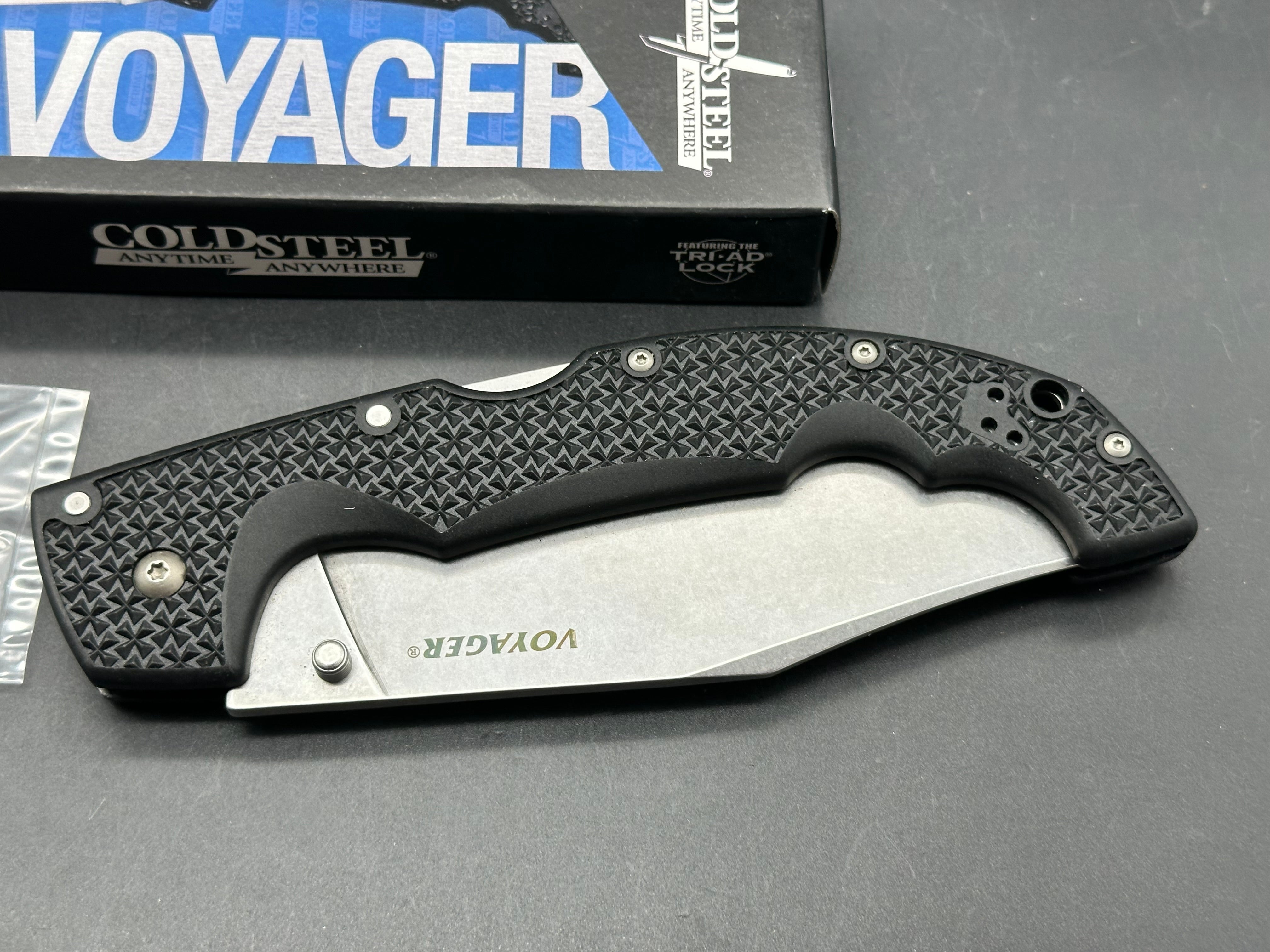 Cold Steel Voyager XL Clip Point Tri-Ad Lock Knife (5.5" Stonewash AUS-10A)