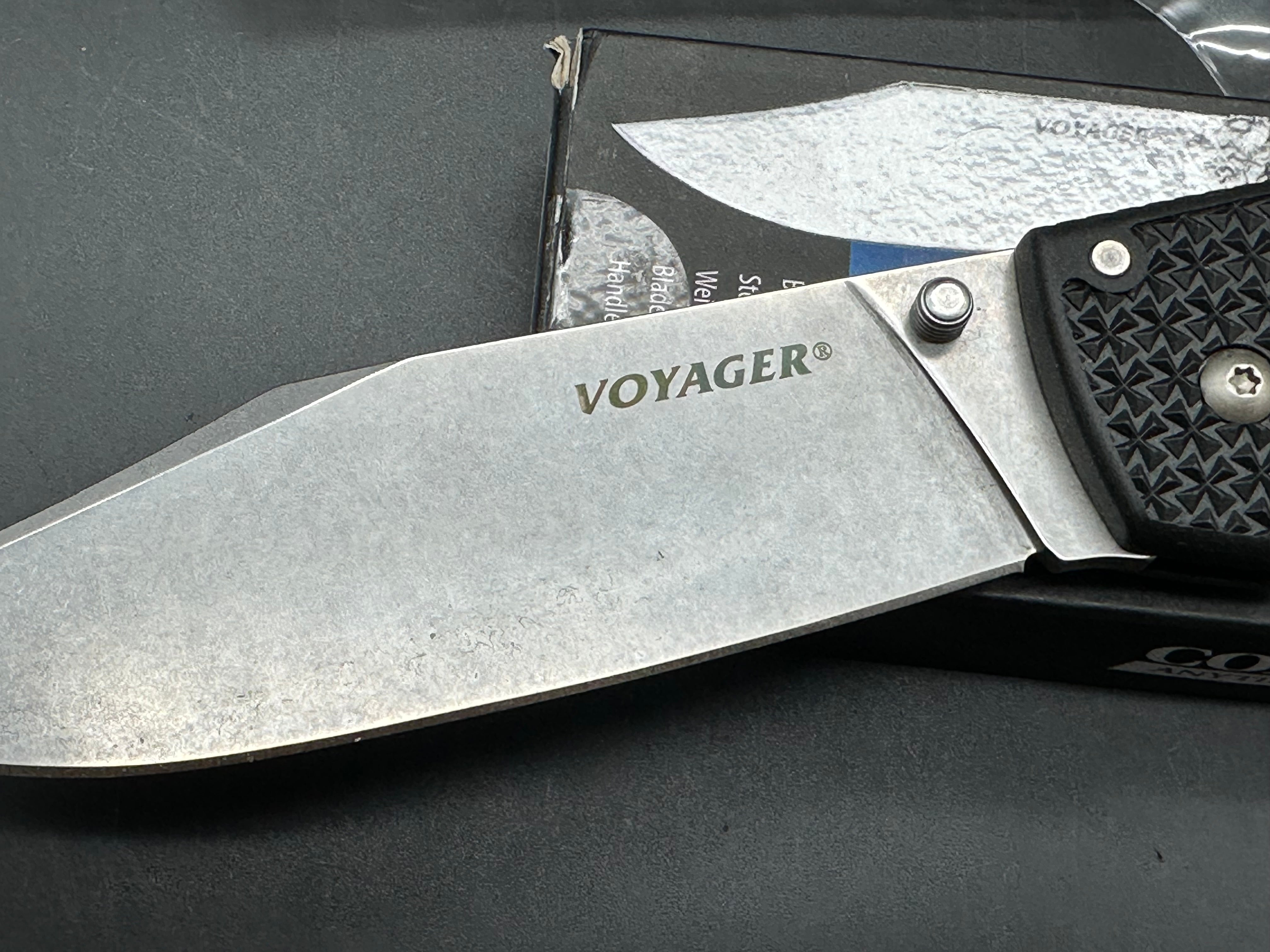 Cold Steel Voyager XL Clip Point Tri-Ad Lock Knife (5.5" Stonewash AUS-10A)