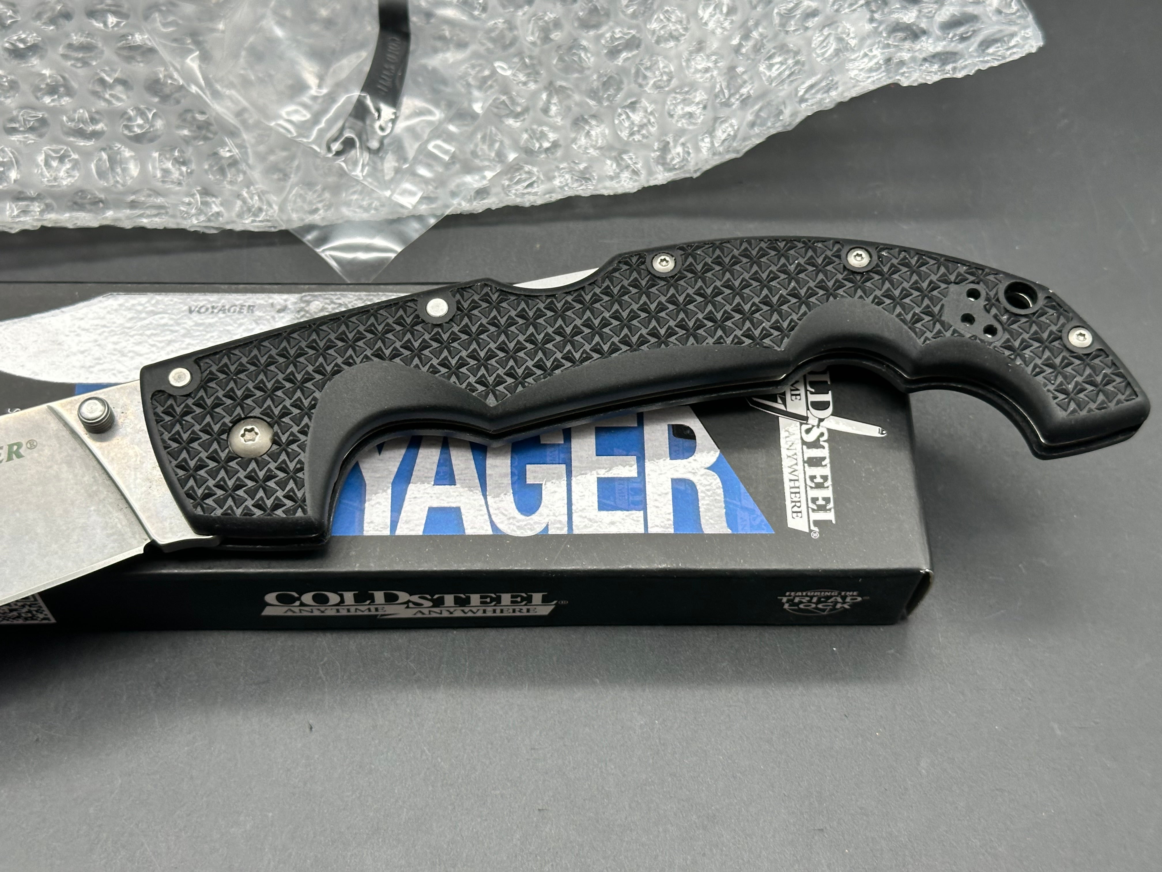 Cold Steel Voyager XL Clip Point Tri-Ad Lock Knife (5.5" Stonewash AUS-10A)