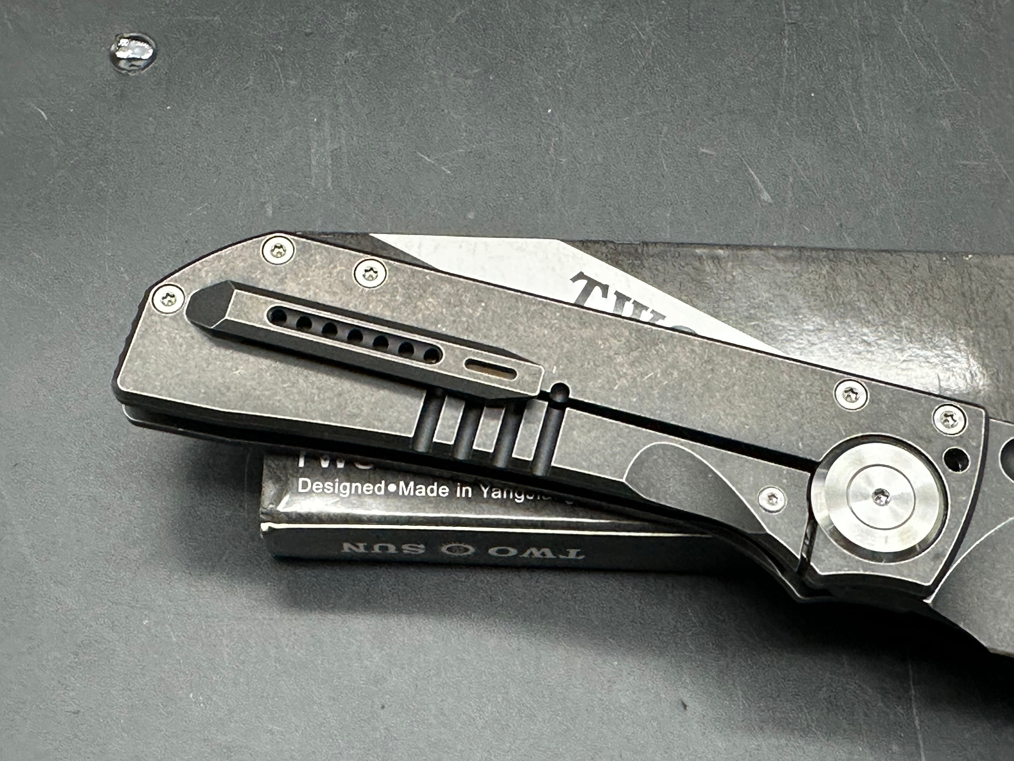 TWOSUN NIGHT MORNING BLACKWASHED TITANIUM HANDLE D2 BLADE TS346-D2