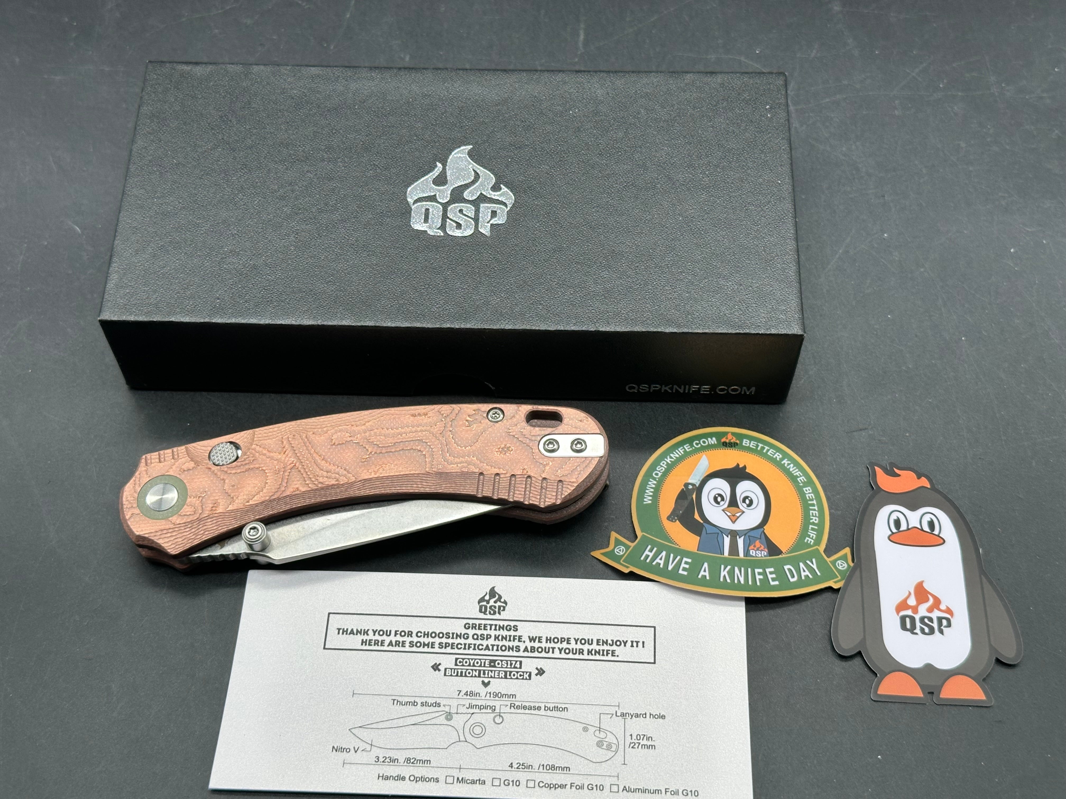 QSP COYOTE COPPER FOIL G10 HANDLE NITRO-V PLAIN EDGE