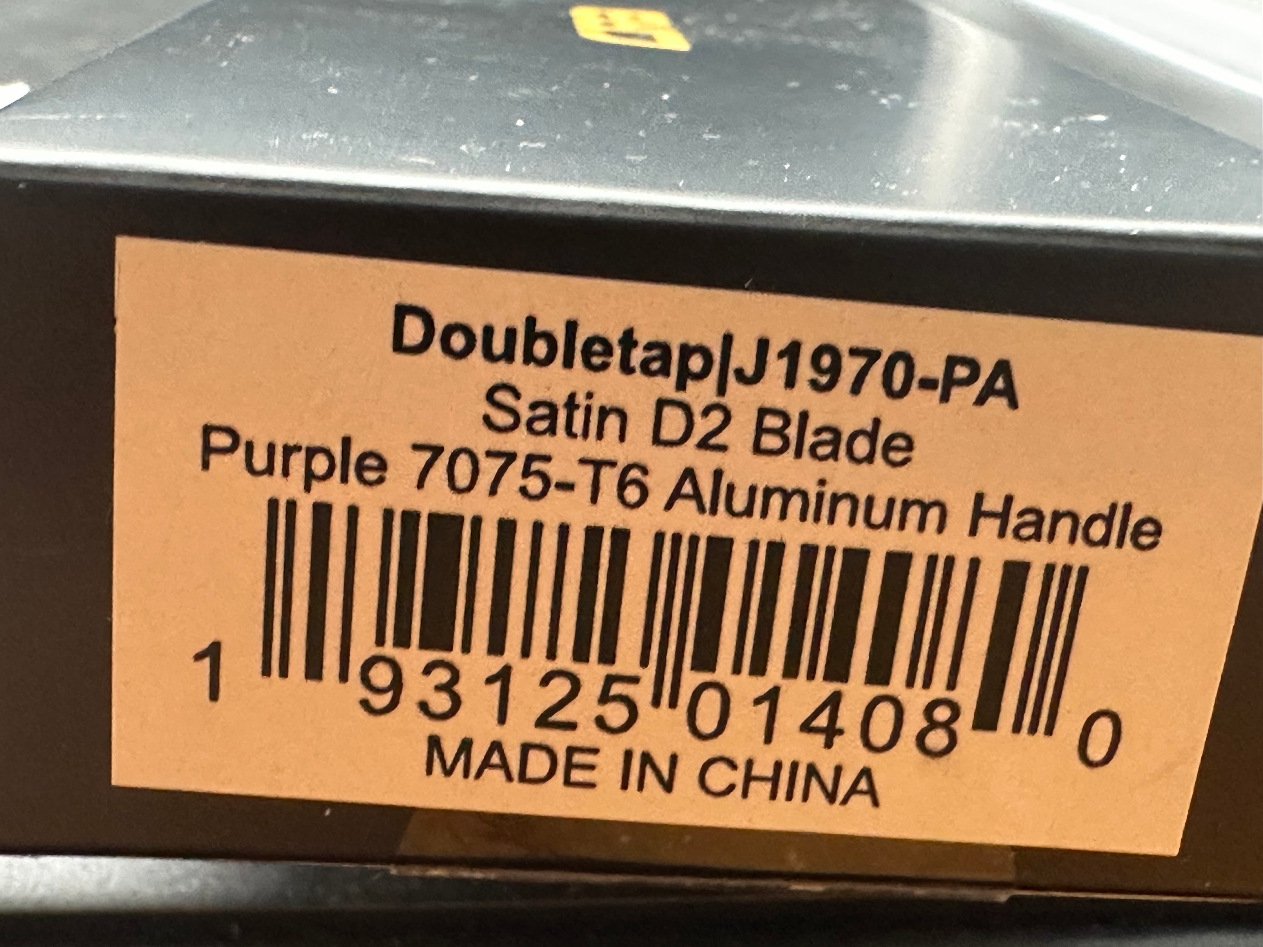 CJRB DOUBLETAP PURPLE ALUMINUM HANDLE D2 SATIN FINISH
