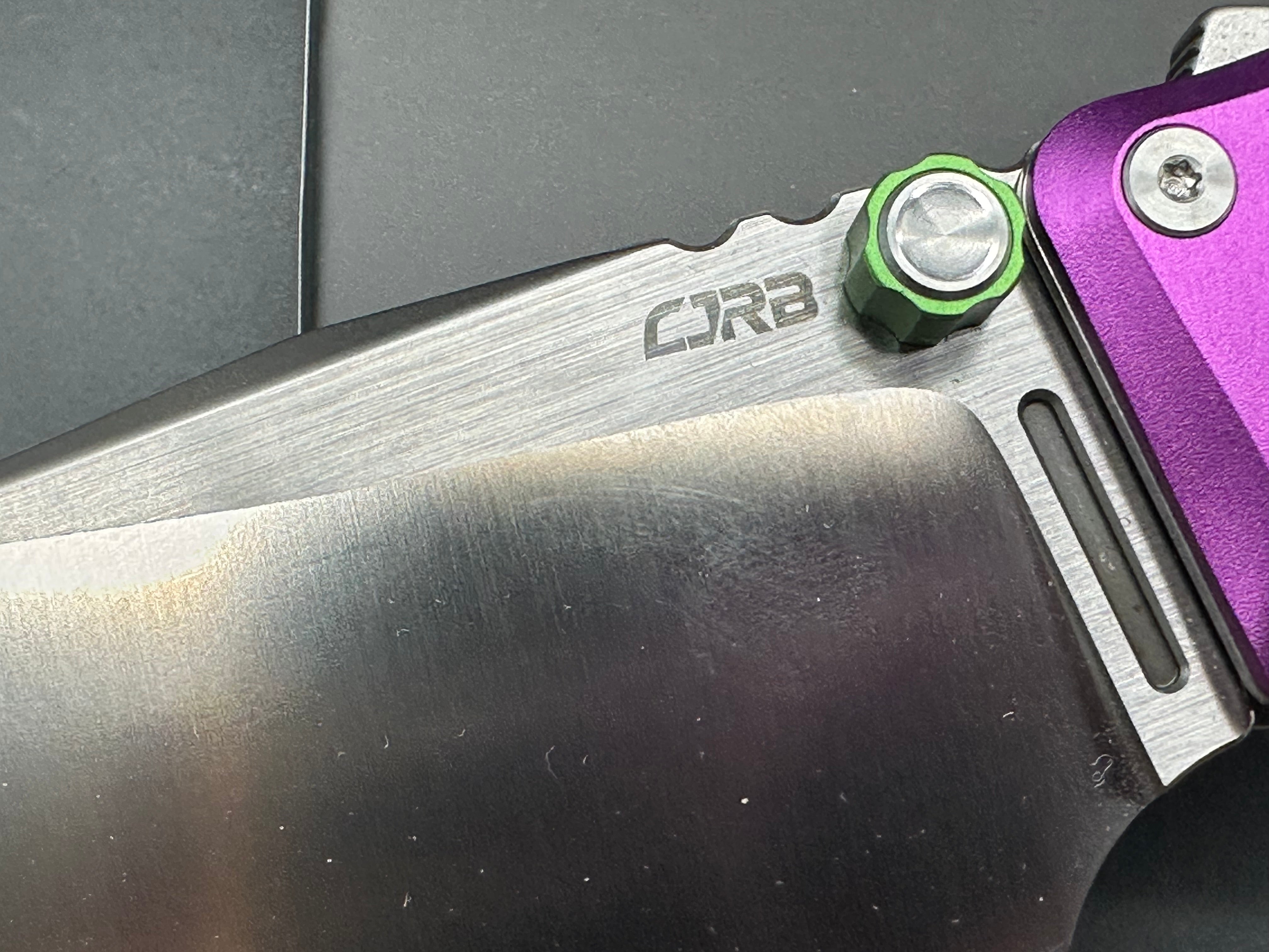 CJRB DOUBLETAP PURPLE ALUMINUM HANDLE D2 SATIN FINISH