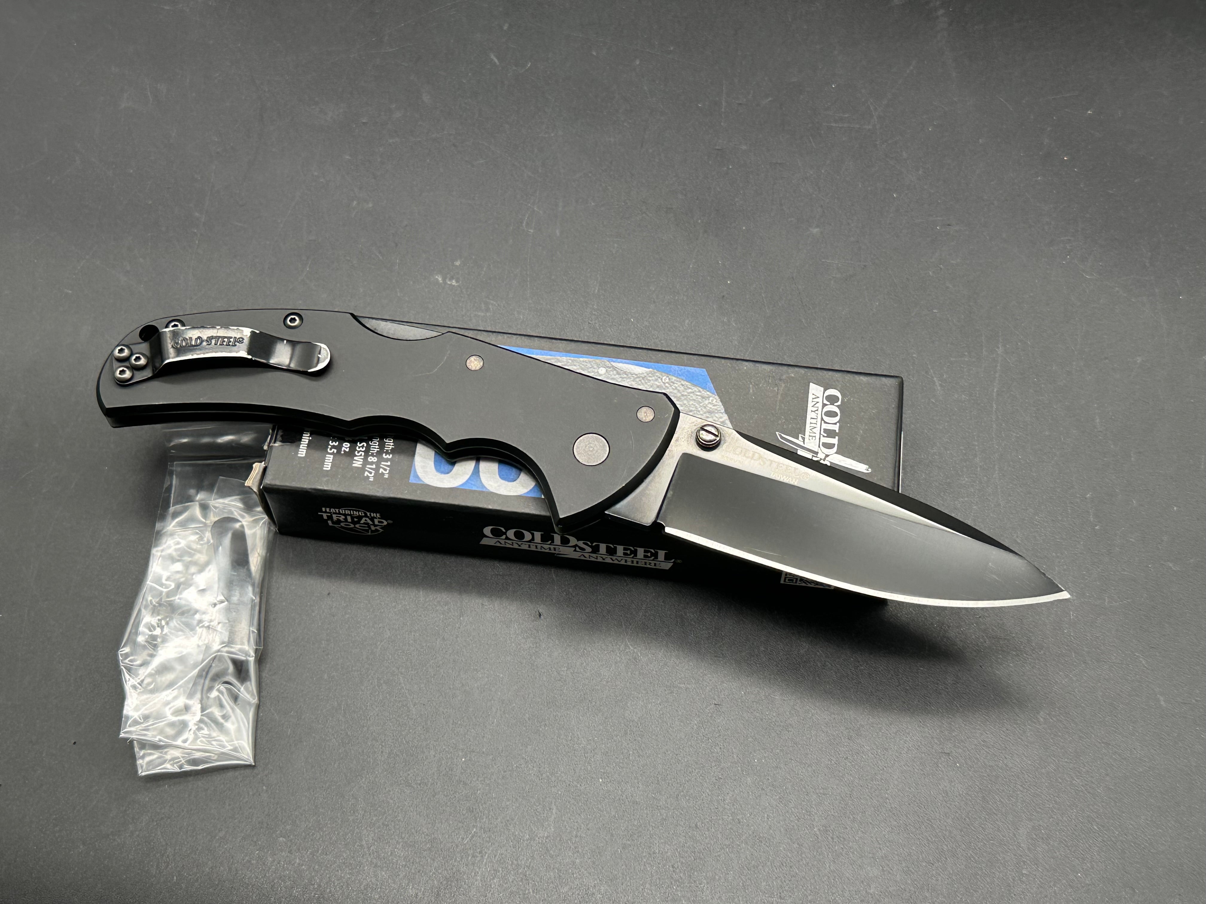 COLD STEEL CODE-4 KNIFE GRAY ALUMINUM HANDLE PLAIN SPEAR POINT EDGE