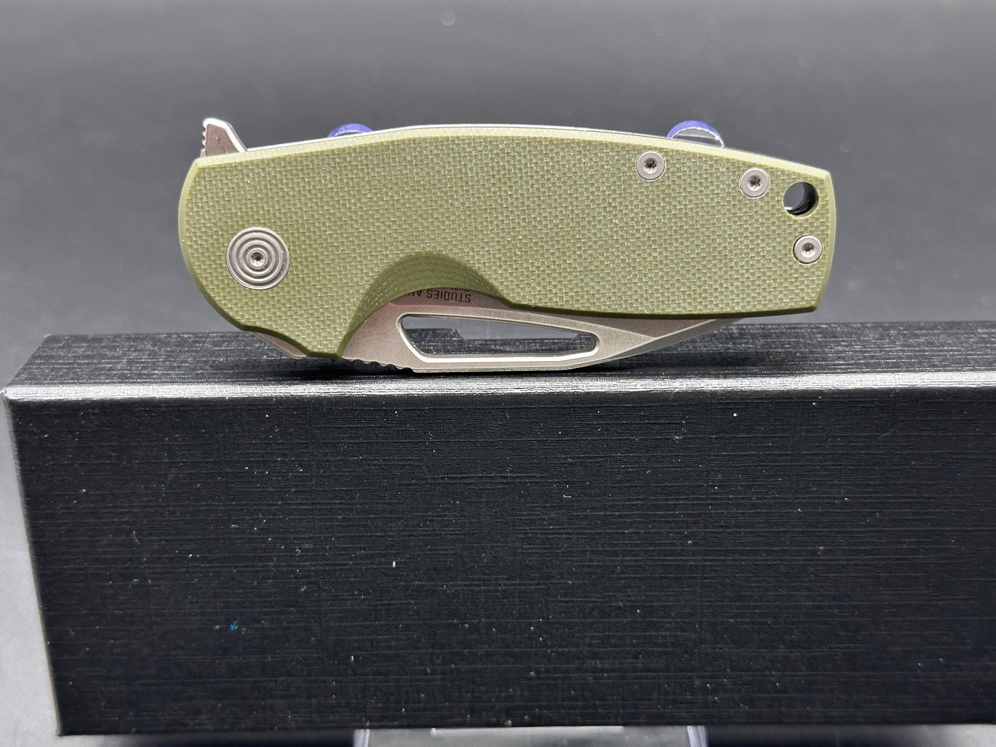 SOG Stout FLK, 2.62" Stonewash D2 Blade with OD Green G10/Steel Frame Lock Handle