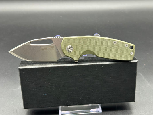 SOG Stout FLK, 2.62" Stonewash D2 Blade with OD Green G10/Steel Frame Lock Handle