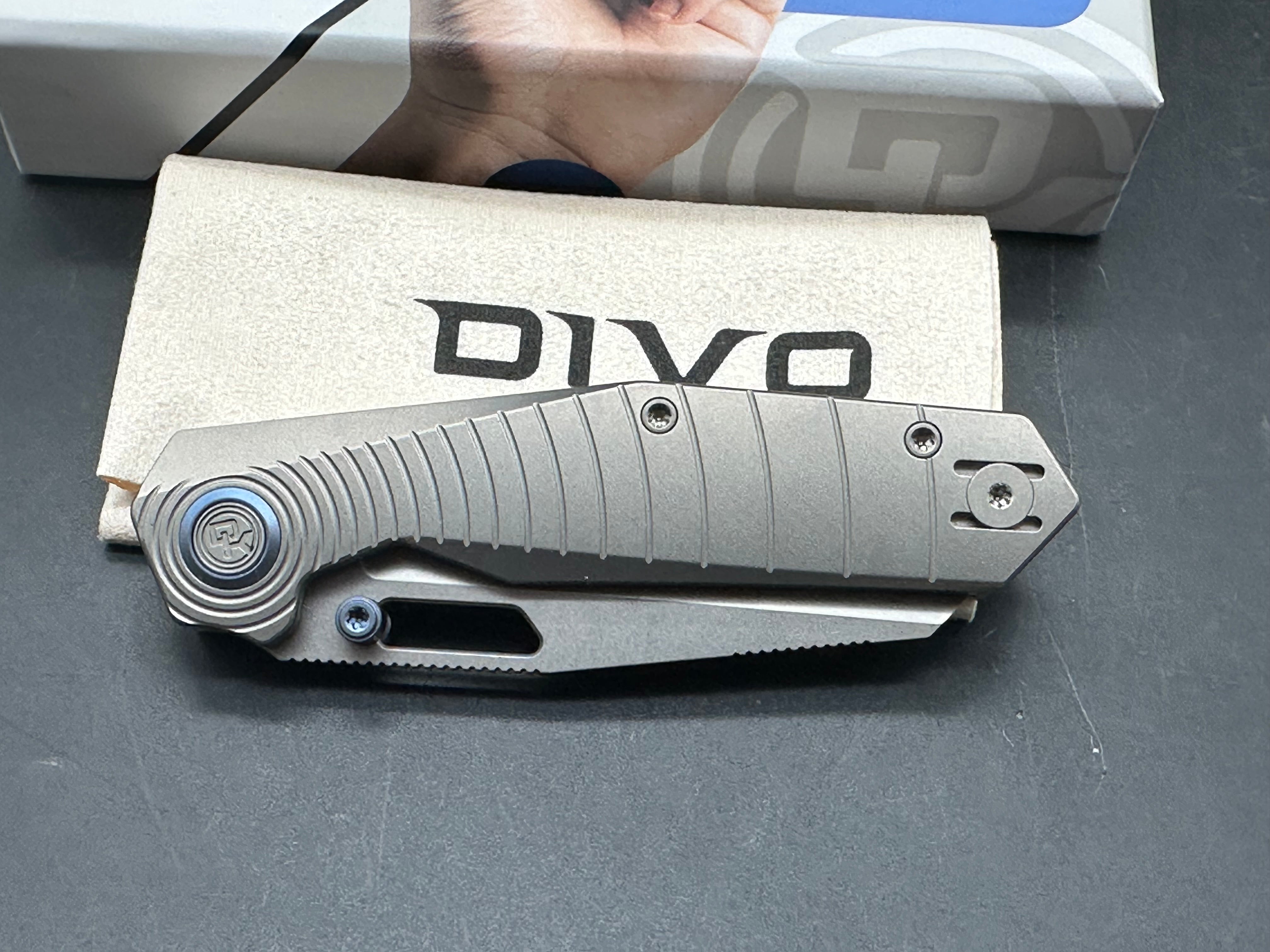 DIVO KNIVES SMALLBOY TITANIUM HANDLE S90V STONEWASHED BLADE
