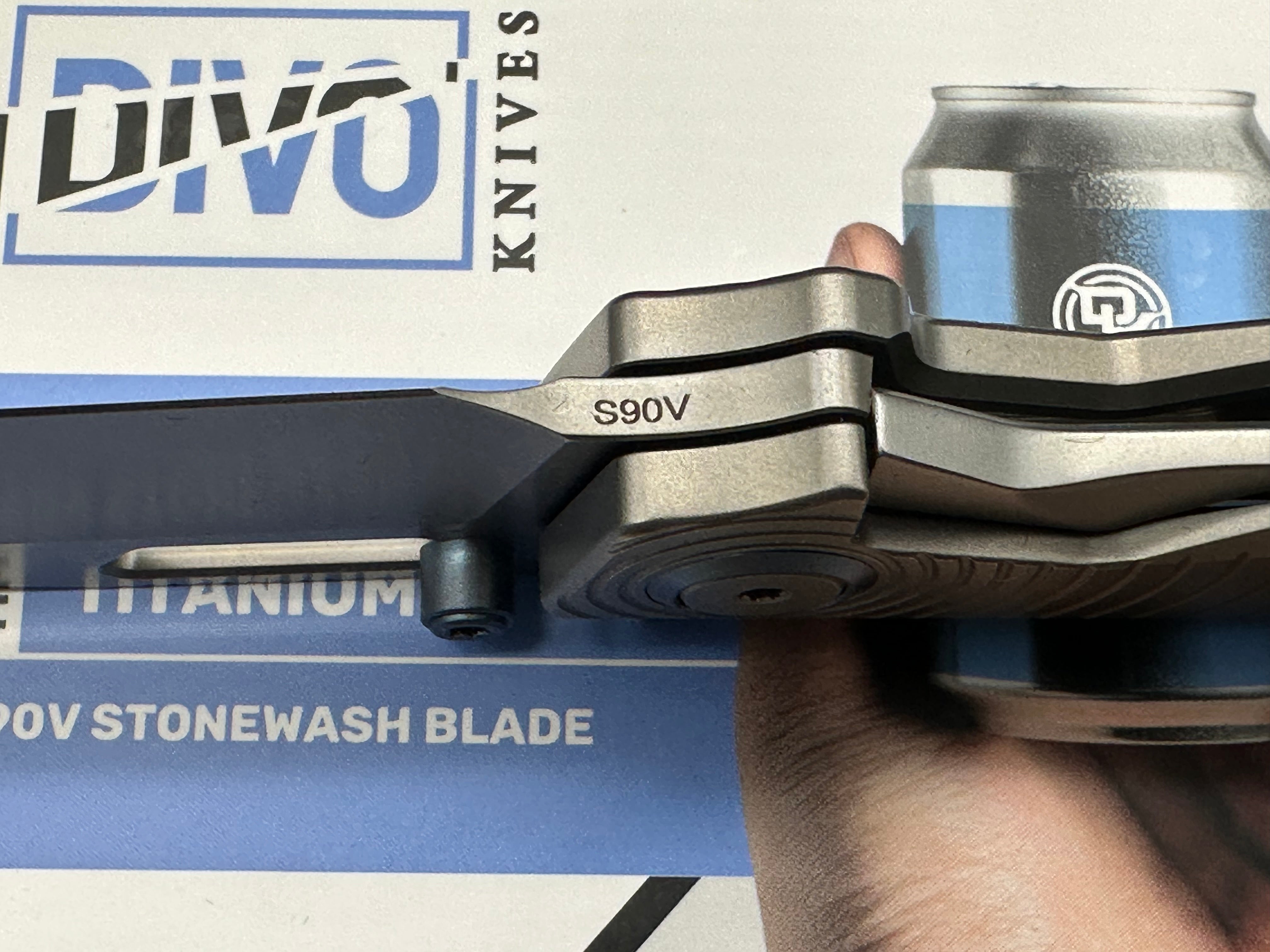 DIVO KNIVES SMALLBOY TITANIUM HANDLE S90V STONEWASHED BLADE