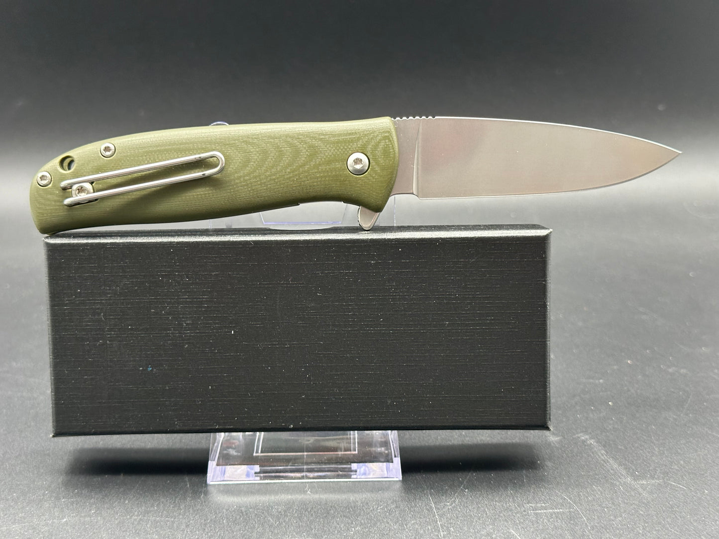 North Arm Skaha II, 3.3" S35VN Polished Stonewash Blade with OD Green G10 Handle (Serial #1259)