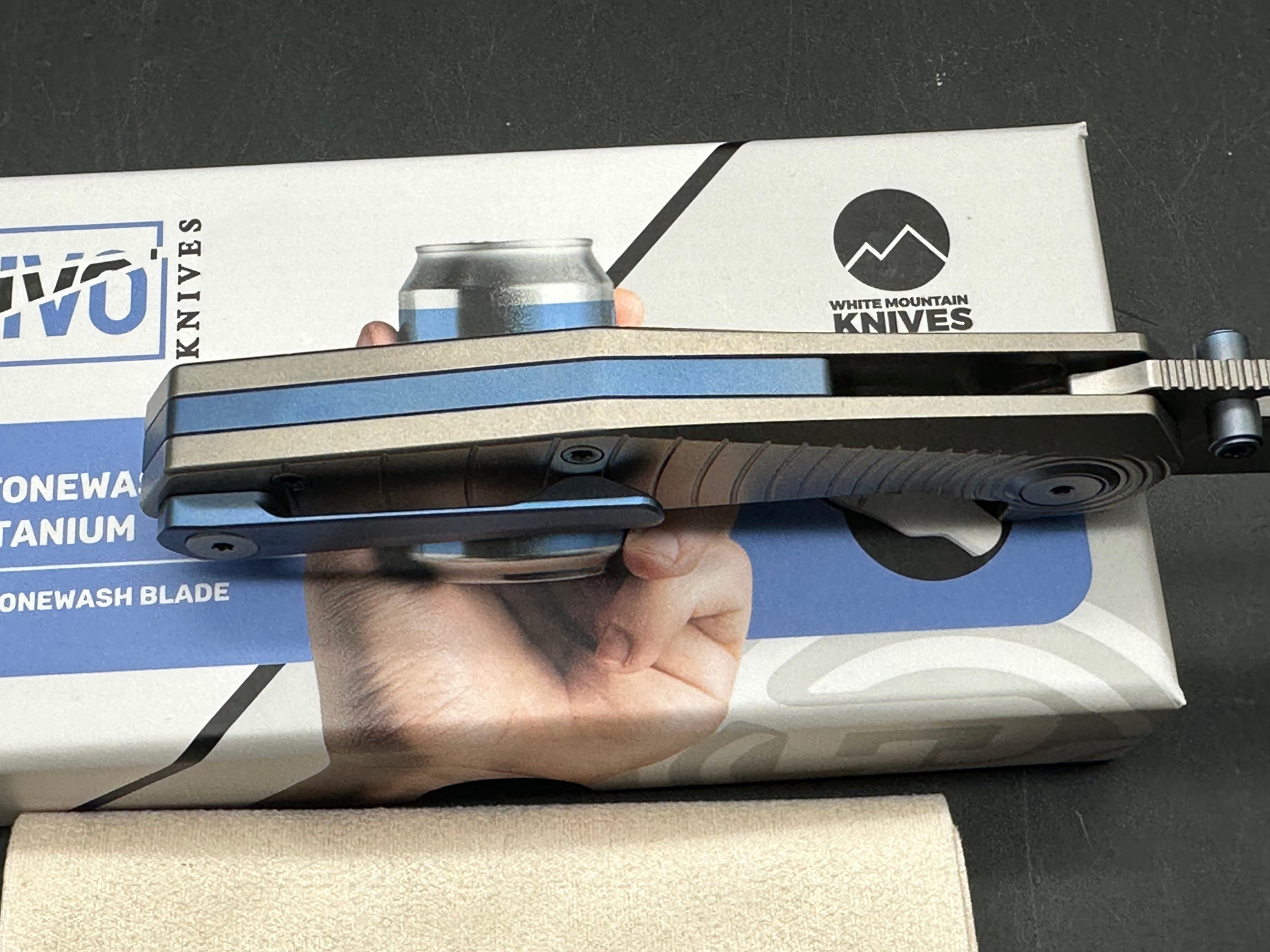 DIVO KNIVES SMALLBOY TITANIUM HANDLE S90V STONEWASHED BLADE