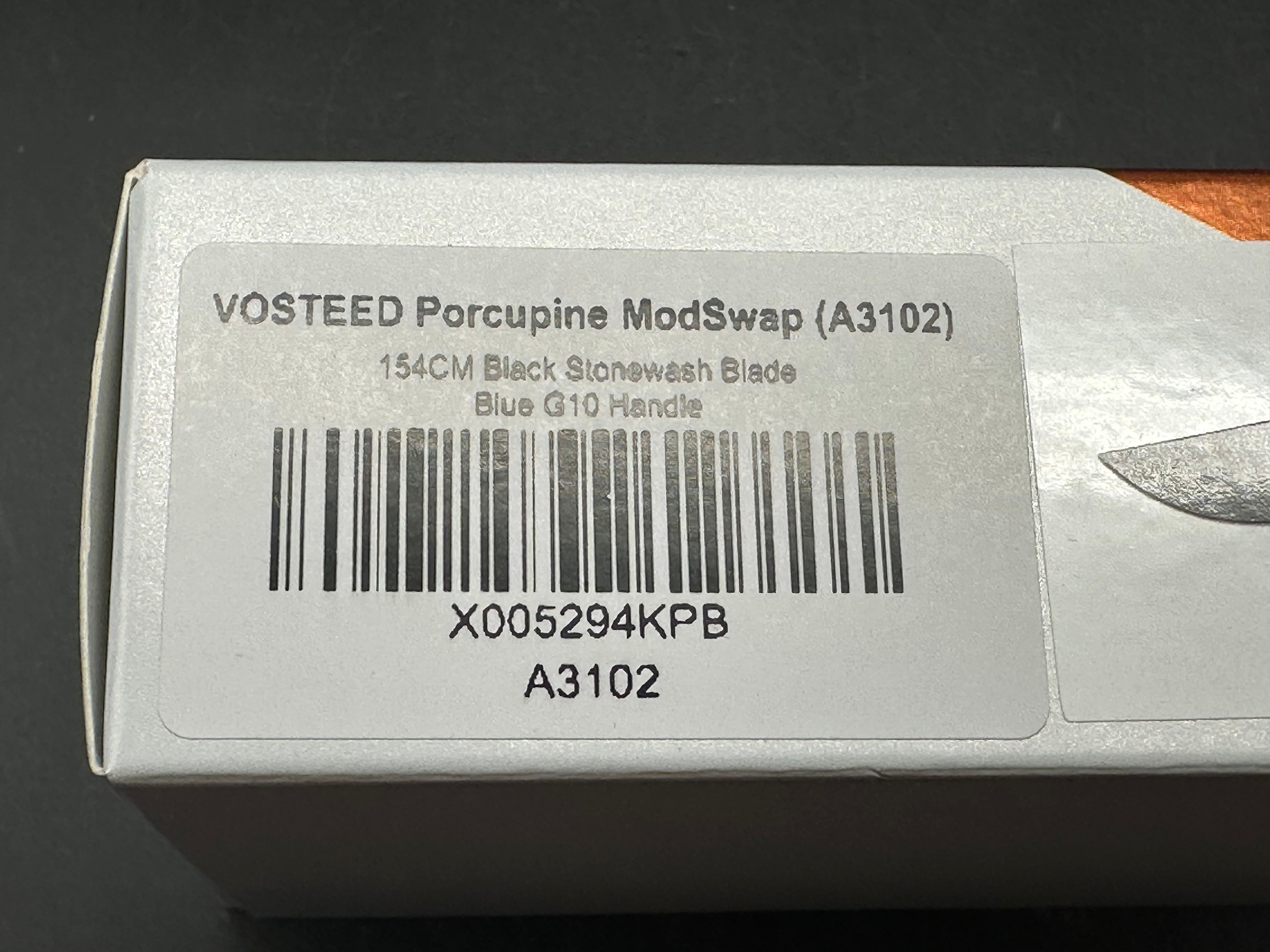 VOSTEED PORCUPINE MODSWAP BLUE G10 HANDLE 154CM CLIP POINT plus extra scales