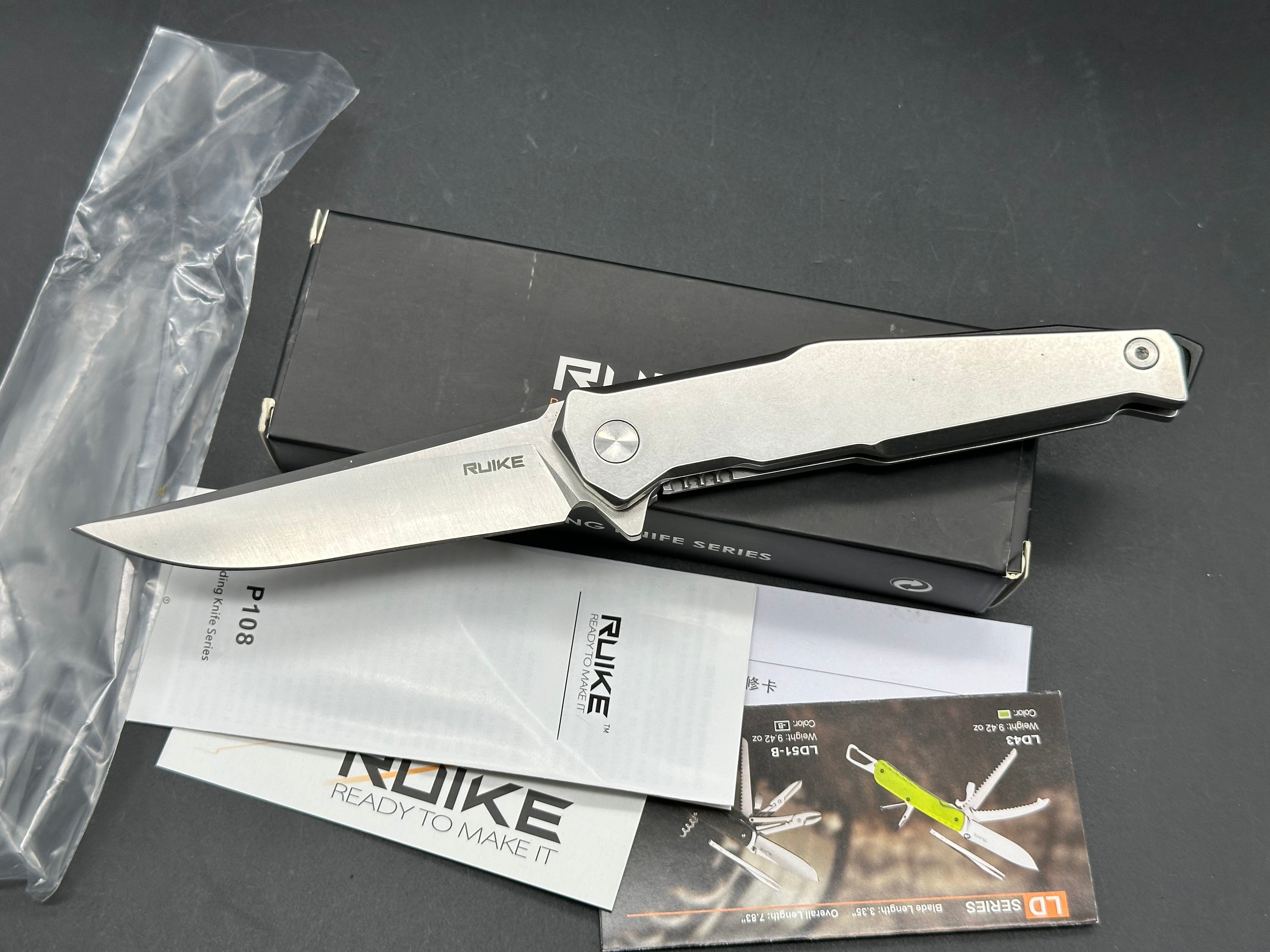 RUIKE P108 Frame Lock Knife w/ Beta Plus Lock (3.5" Satin)