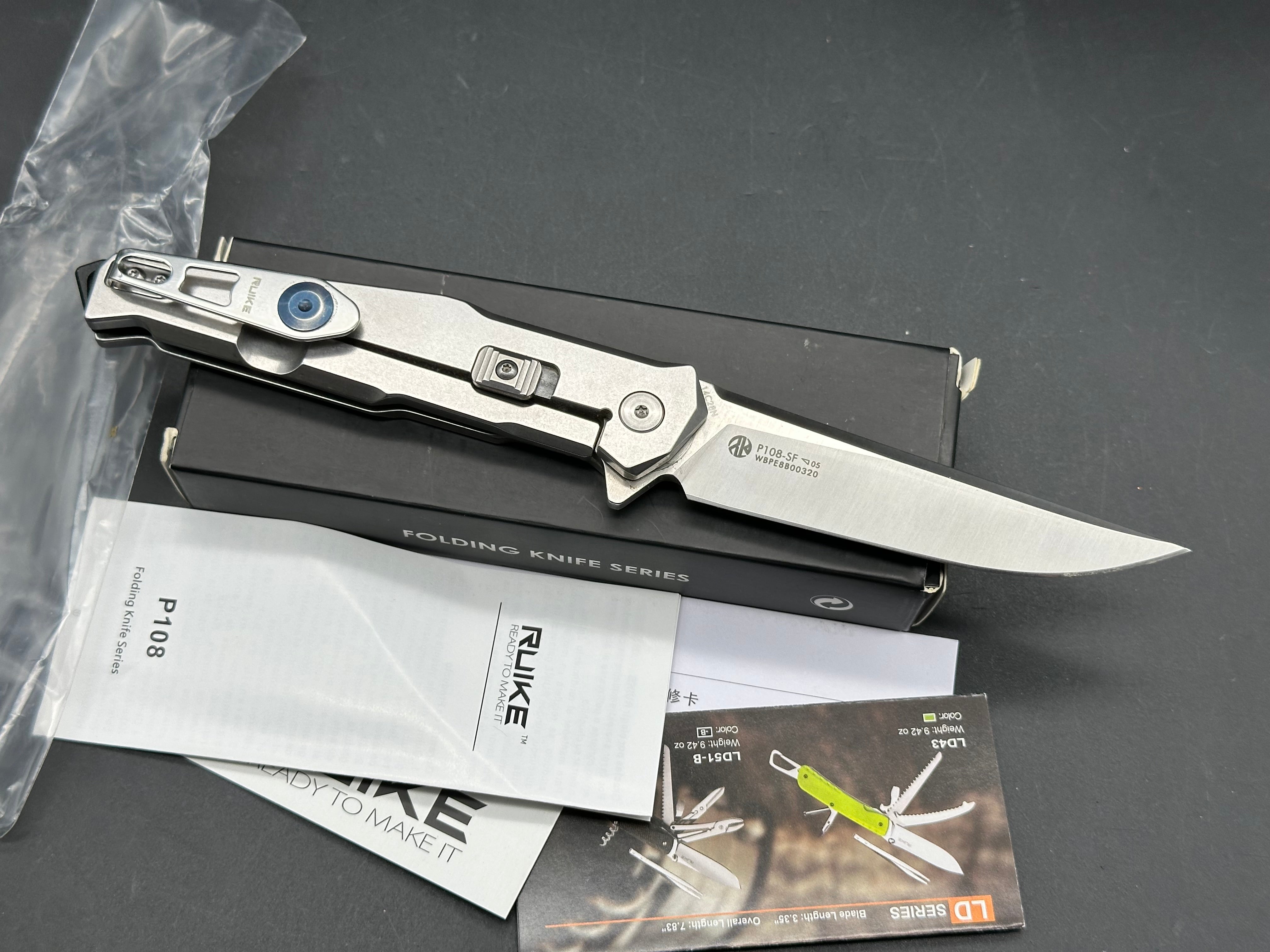 RUIKE P108 Frame Lock Knife w/ Beta Plus Lock (3.5" Satin)