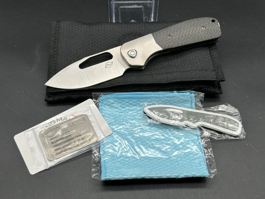 Liong Mah Field Duty 3.5,S90V Satin Blade with Titanium and Carbon Fiber Handle