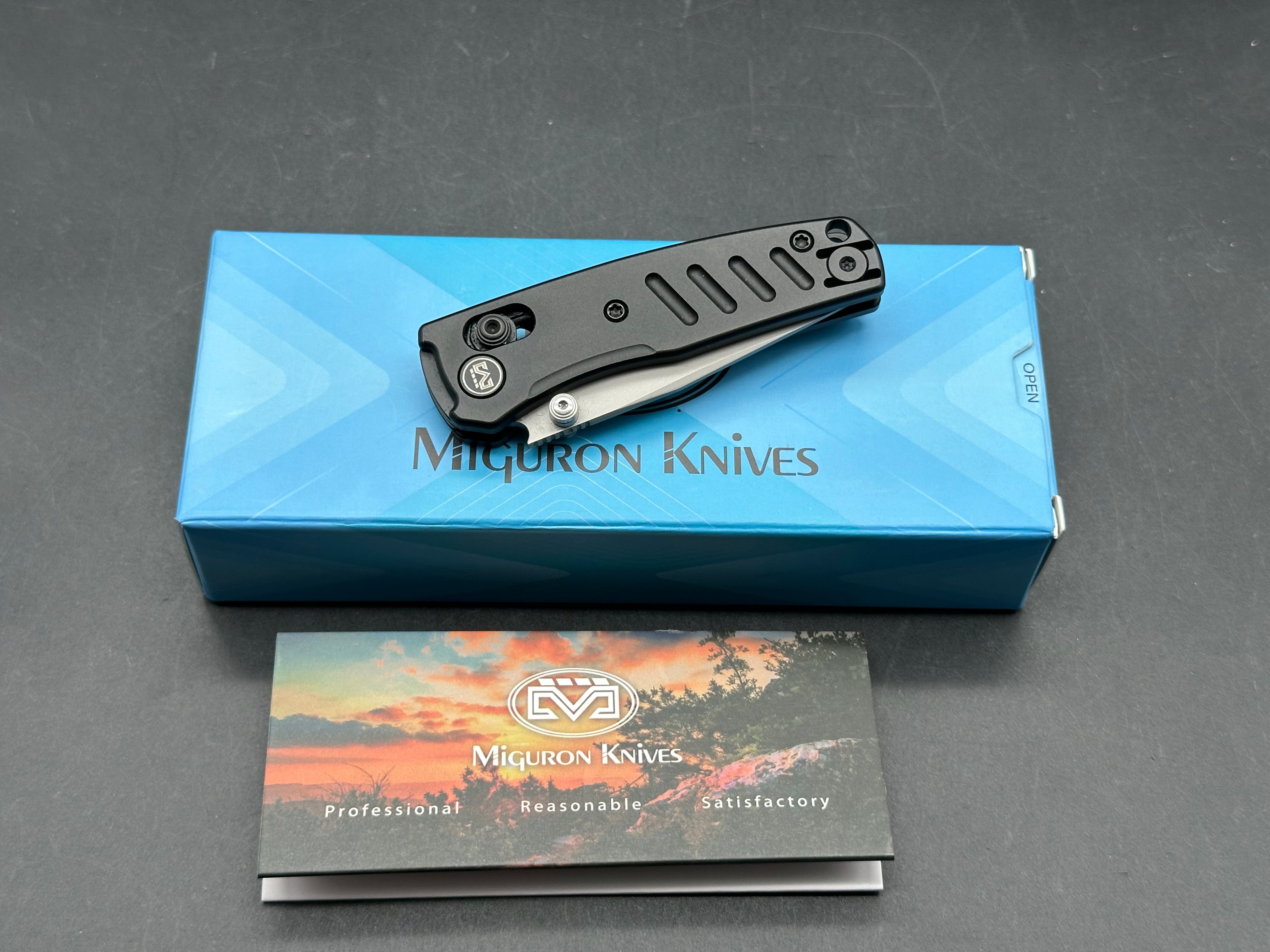 Miguron Evok 2.42" D2 Dark Gray PVD Blade with Dark Gray Aluminum Scales