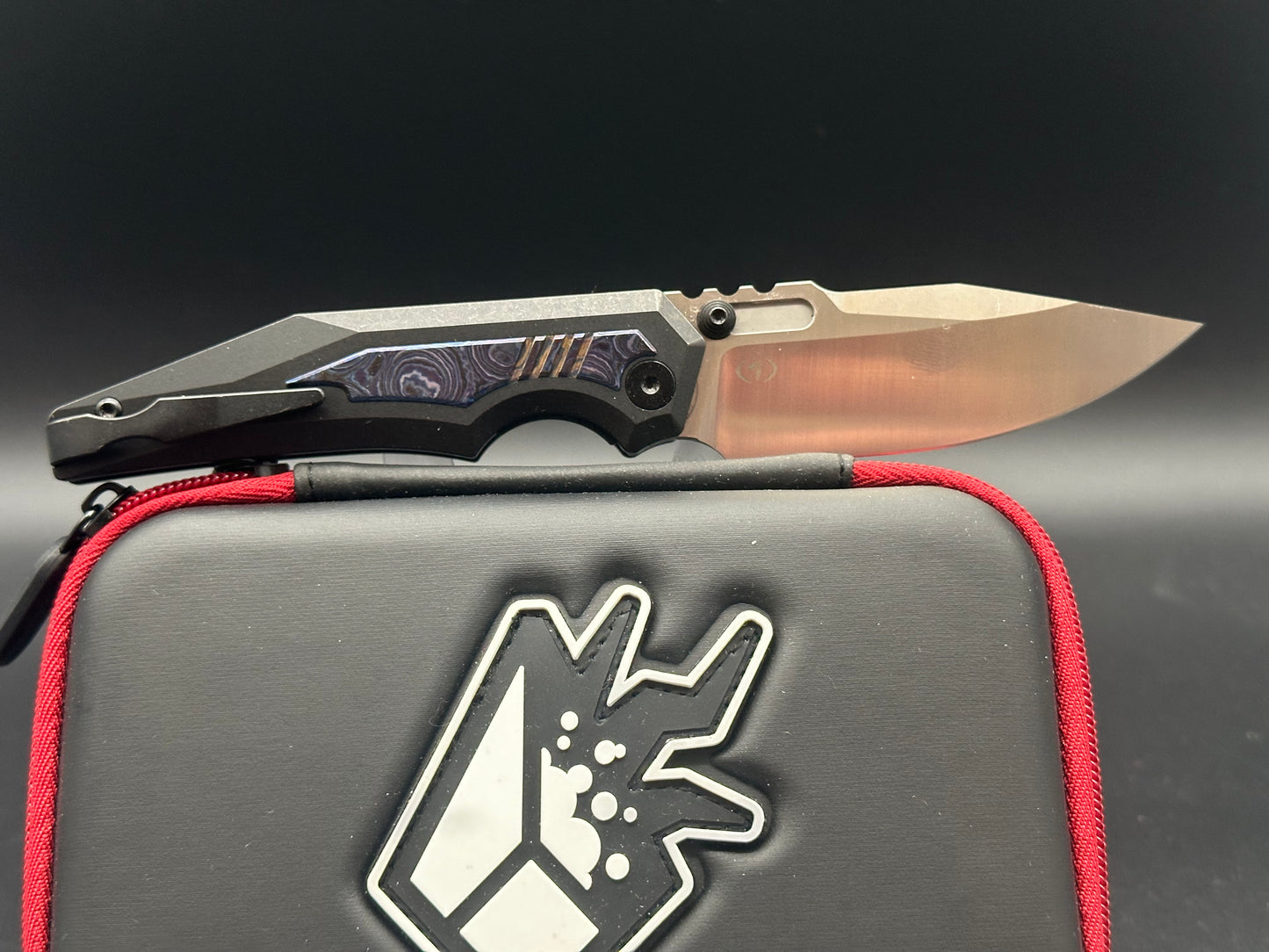 Arcane Preytheon black titanium handle w/Timascus inlays