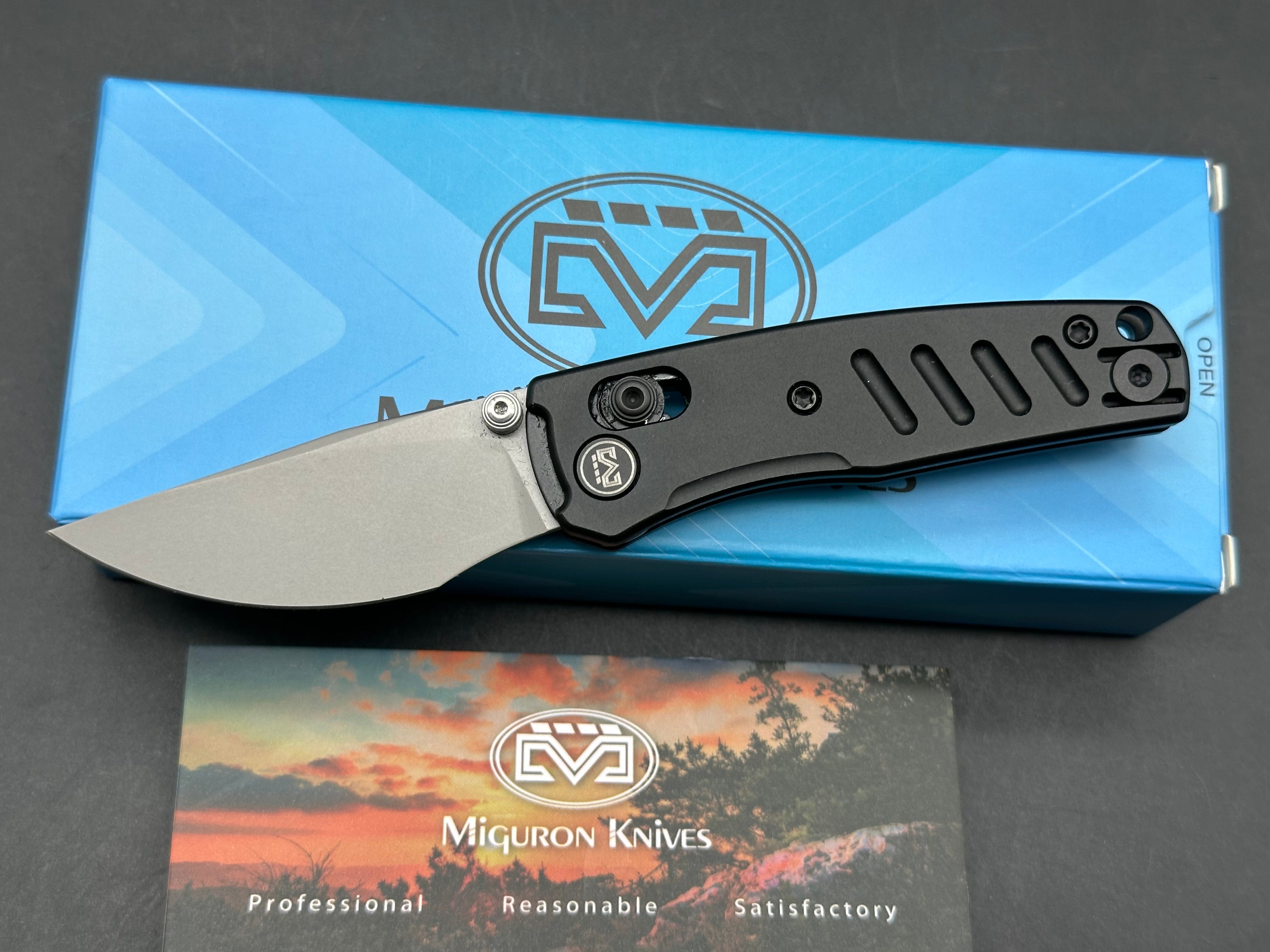 Miguron Evok 2.42" D2 Dark Gray PVD Blade with Dark Gray Aluminum Scales