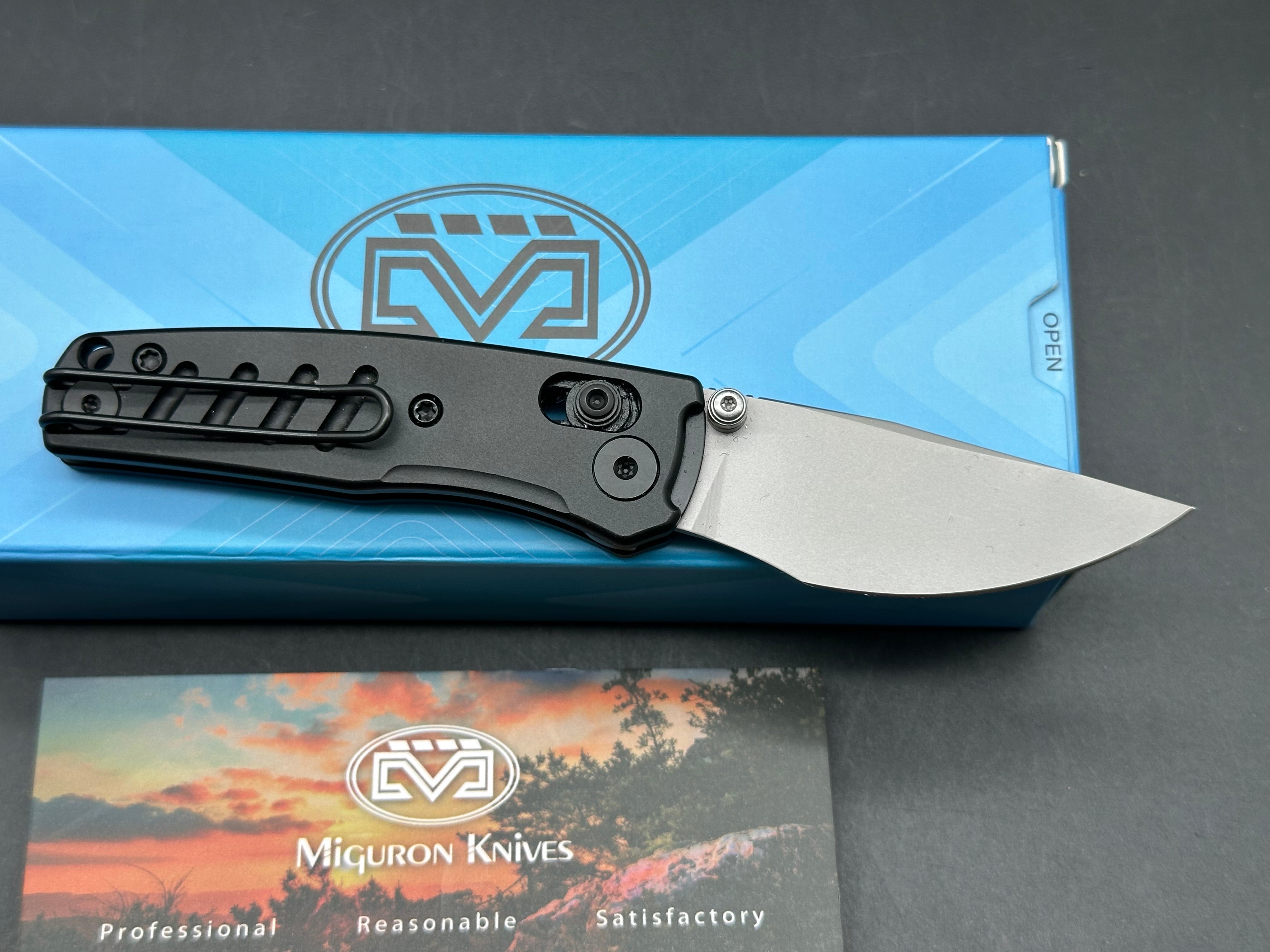 Miguron Evok 2.42" D2 Dark Gray PVD Blade with Dark Gray Aluminum Scales