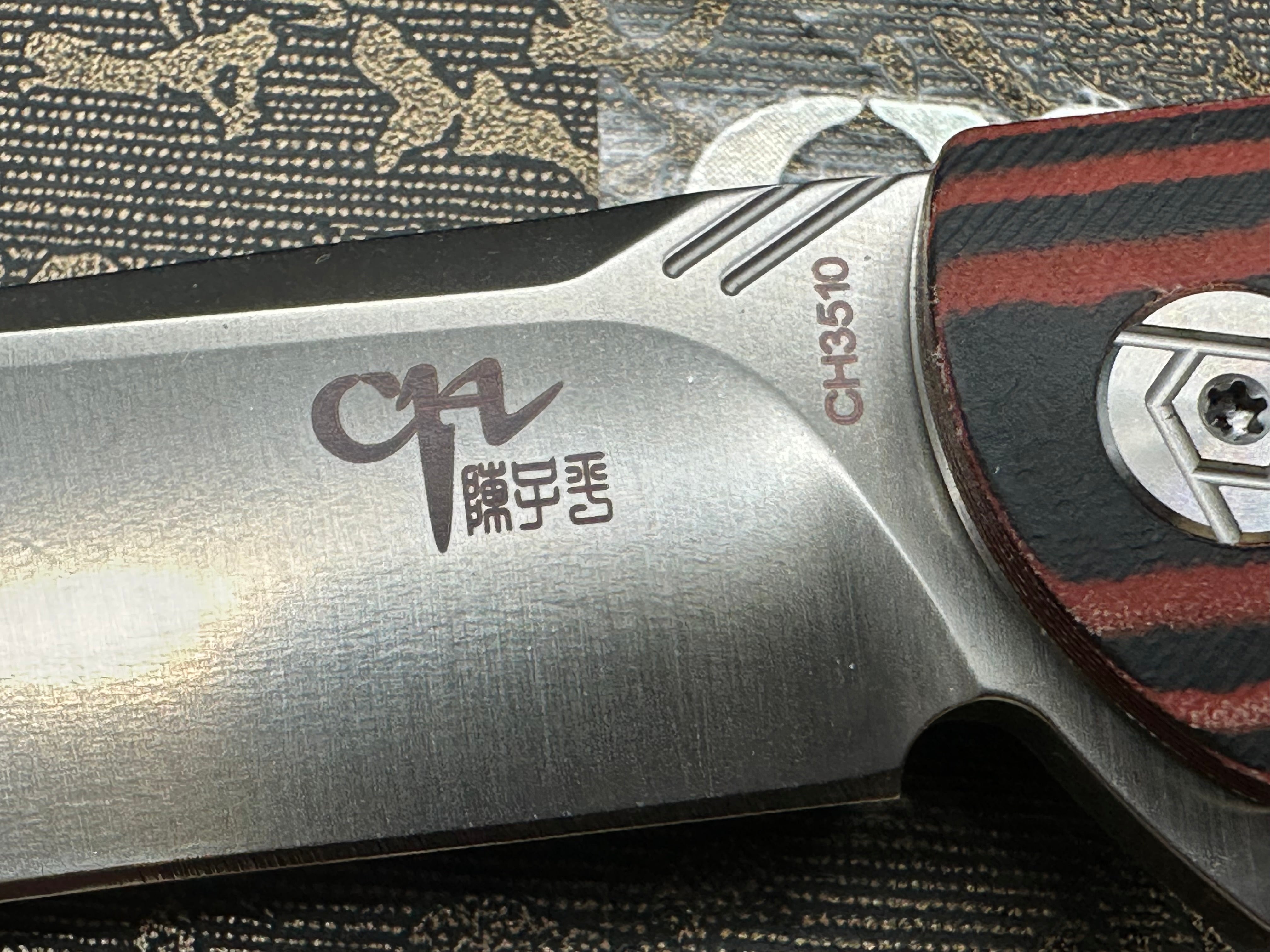 CH KNIVES CH3510 FOLDING KNIFE BLACK/RED MICARTA HANDLE D2