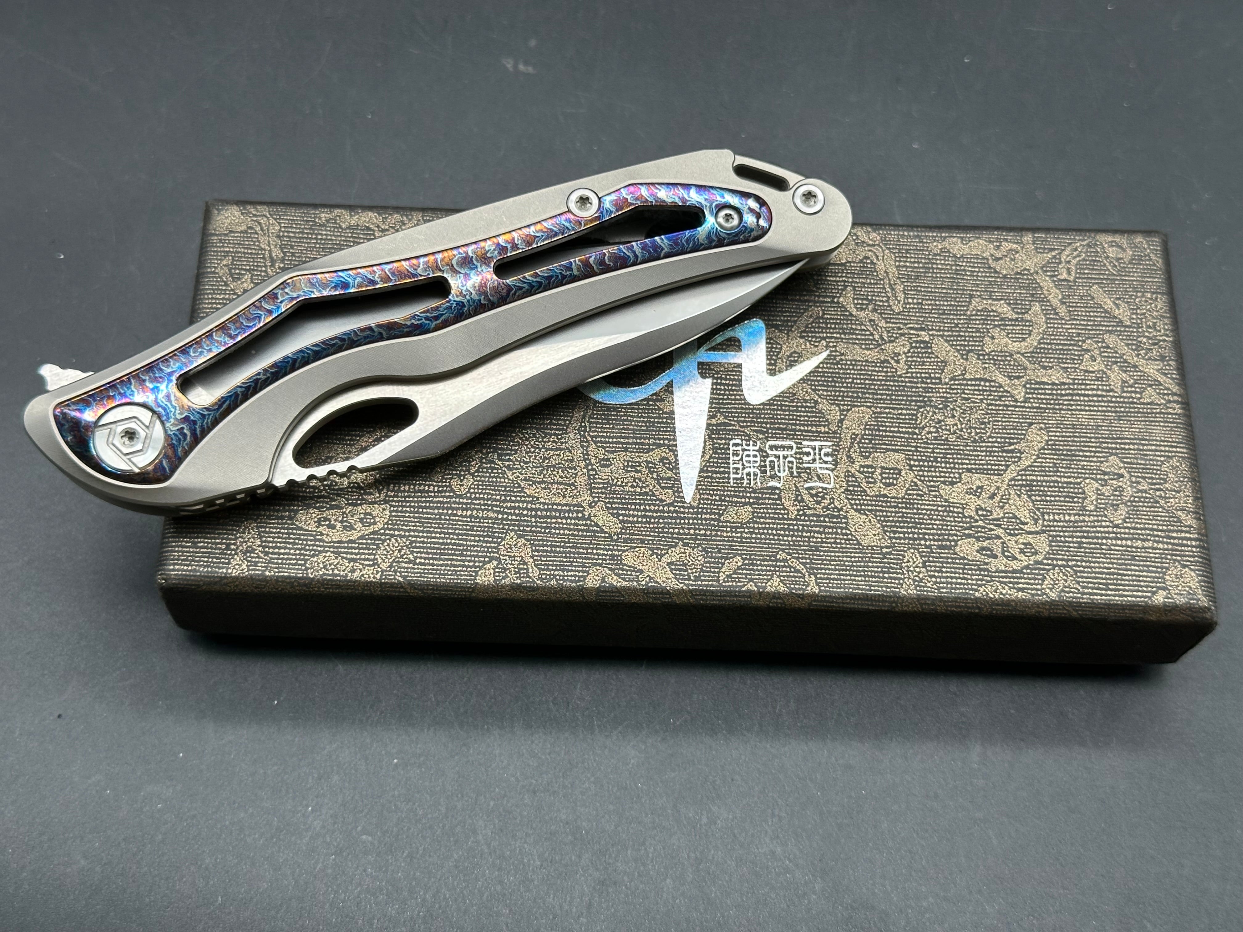 CH KNIVES SPEAR POCKET KNIFE TIMASCUS TITANIUM HANDLE S35VN BLADE
