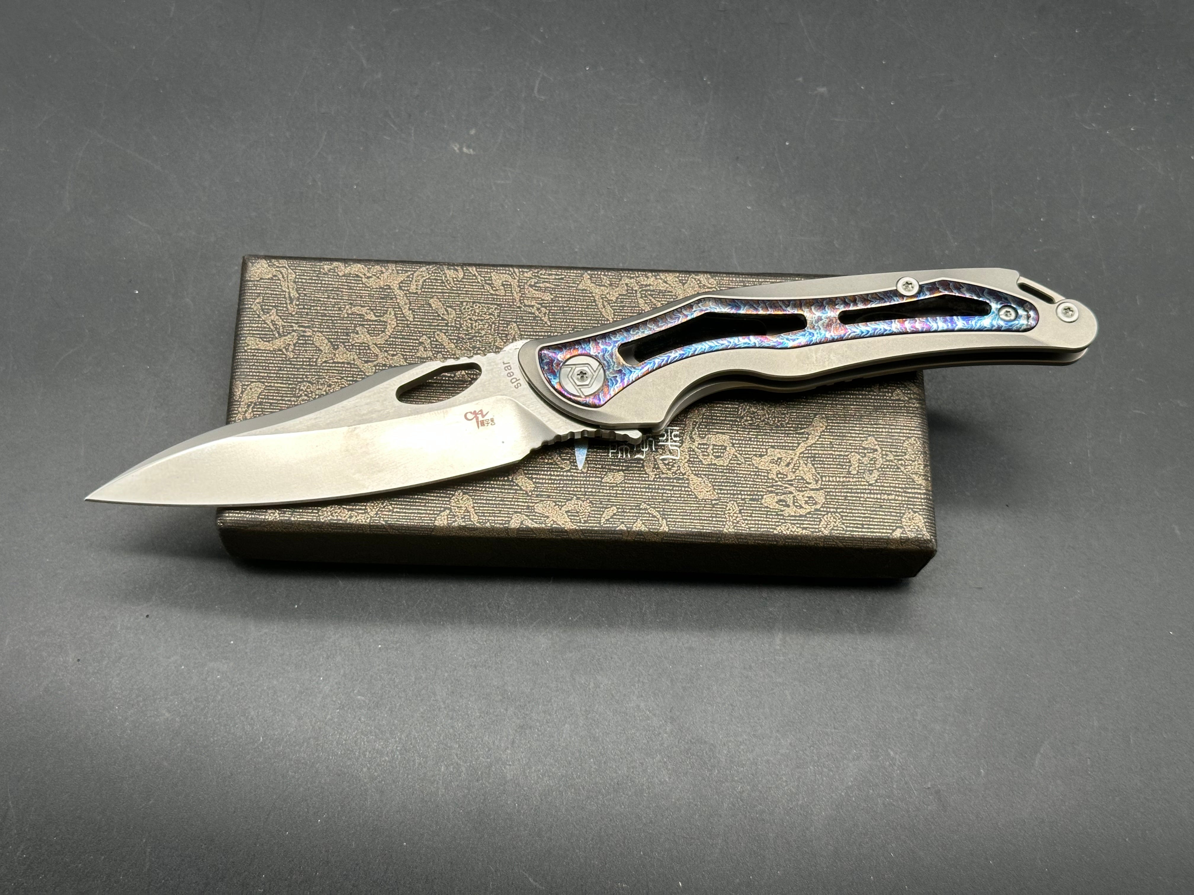 CH KNIVES SPEAR POCKET KNIFE TIMASCUS TITANIUM HANDLE S35VN BLADE