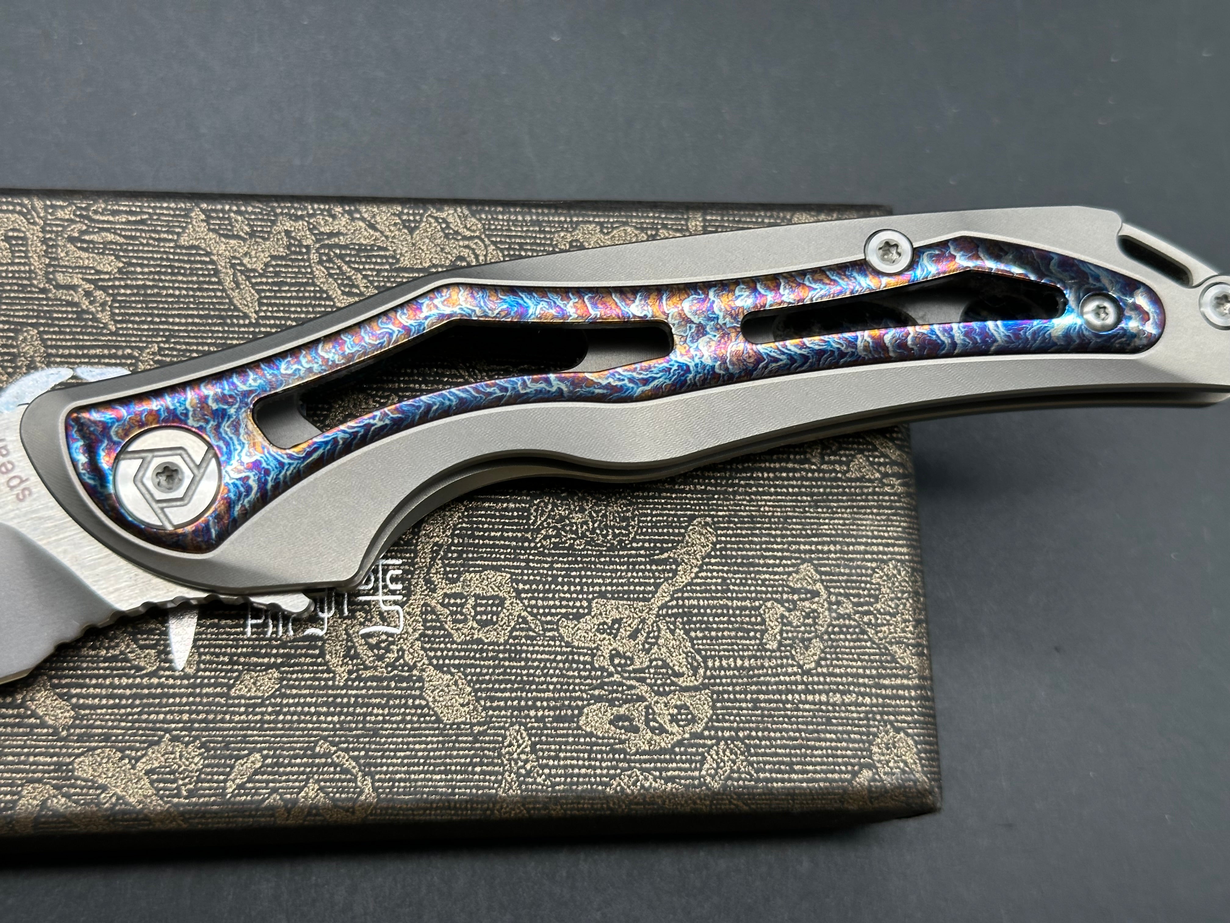 CH KNIVES SPEAR POCKET KNIFE TIMASCUS TITANIUM HANDLE S35VN BLADE