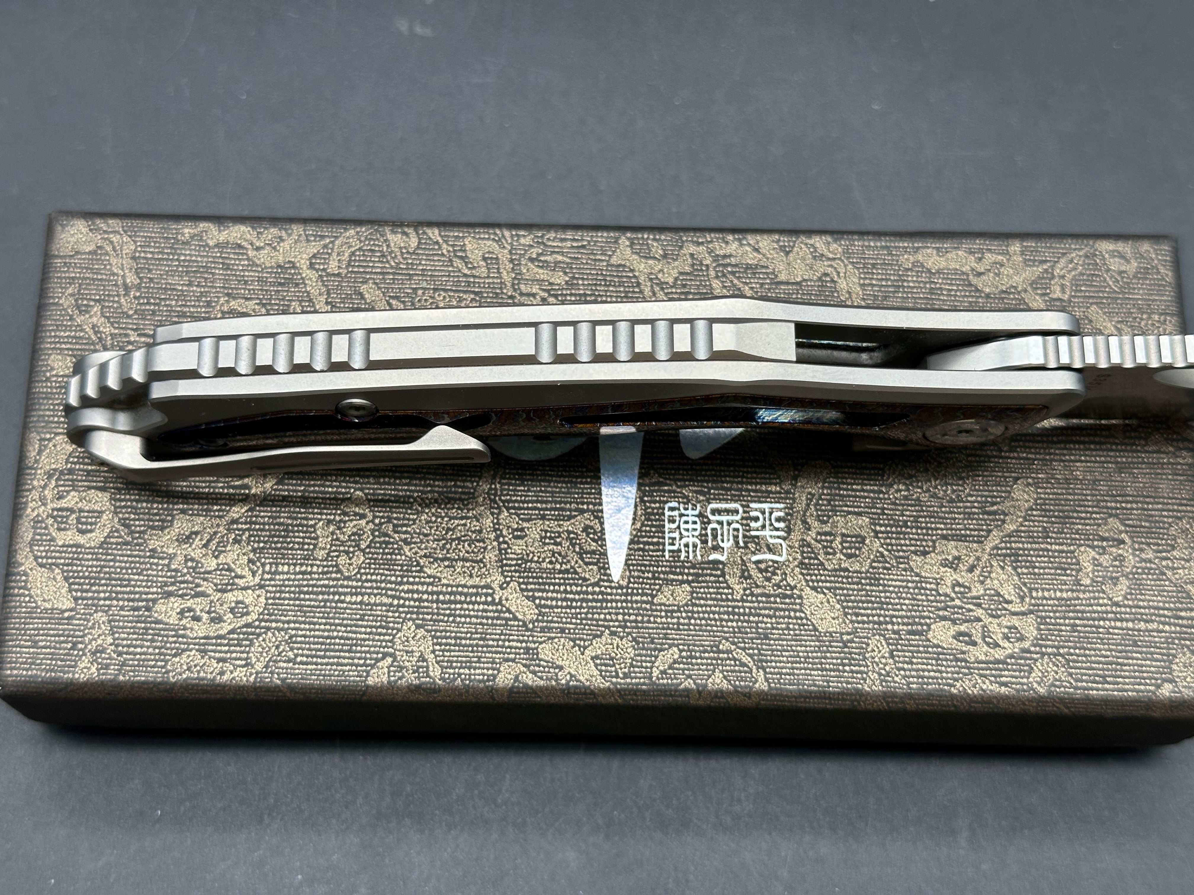 CH KNIVES SPEAR POCKET KNIFE TIMASCUS TITANIUM HANDLE S35VN BLADE