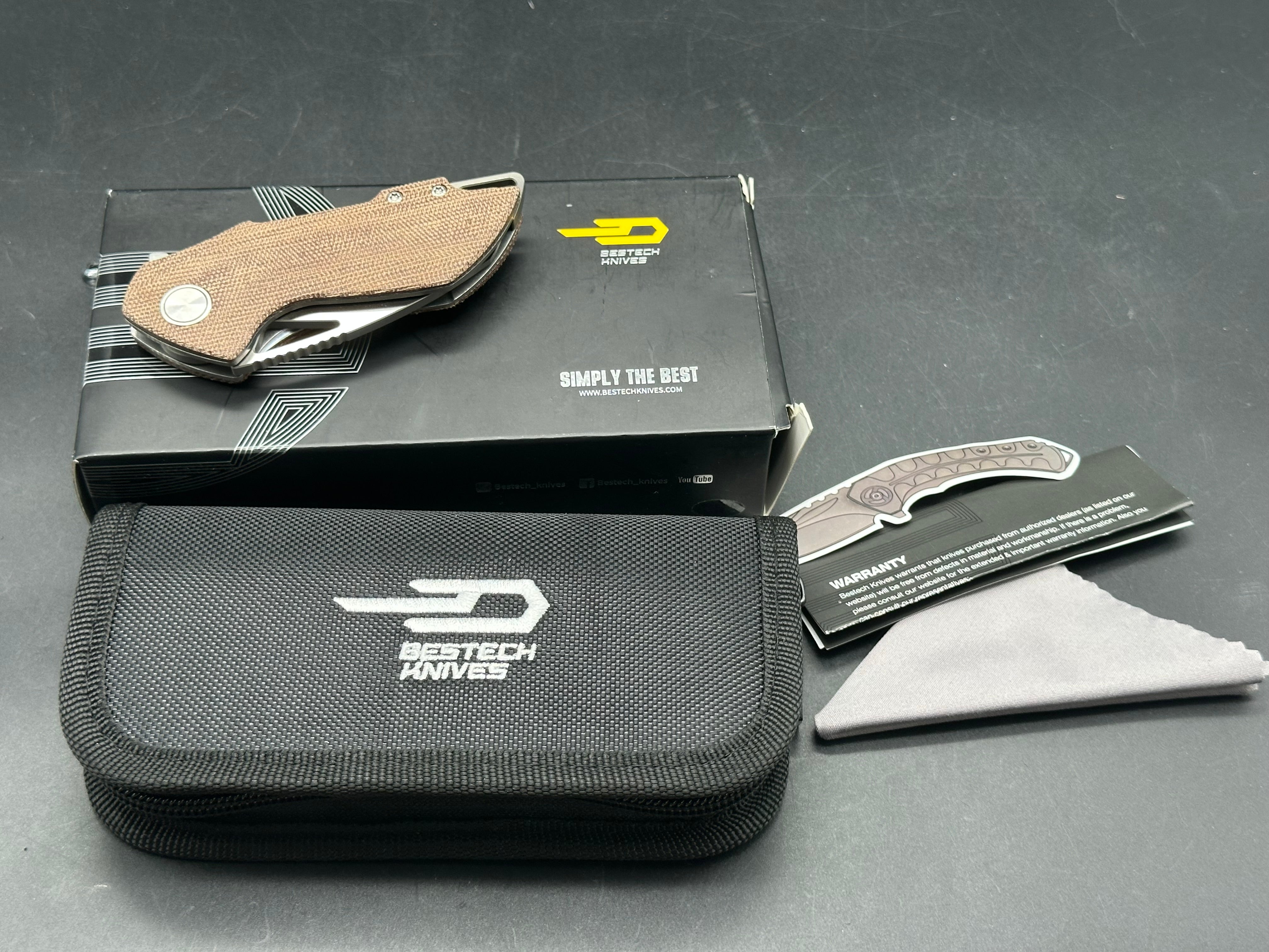 Bestech Grissom Riverstone Liner Lock Knife Natural Micarta (2.45" Satin 154CM)