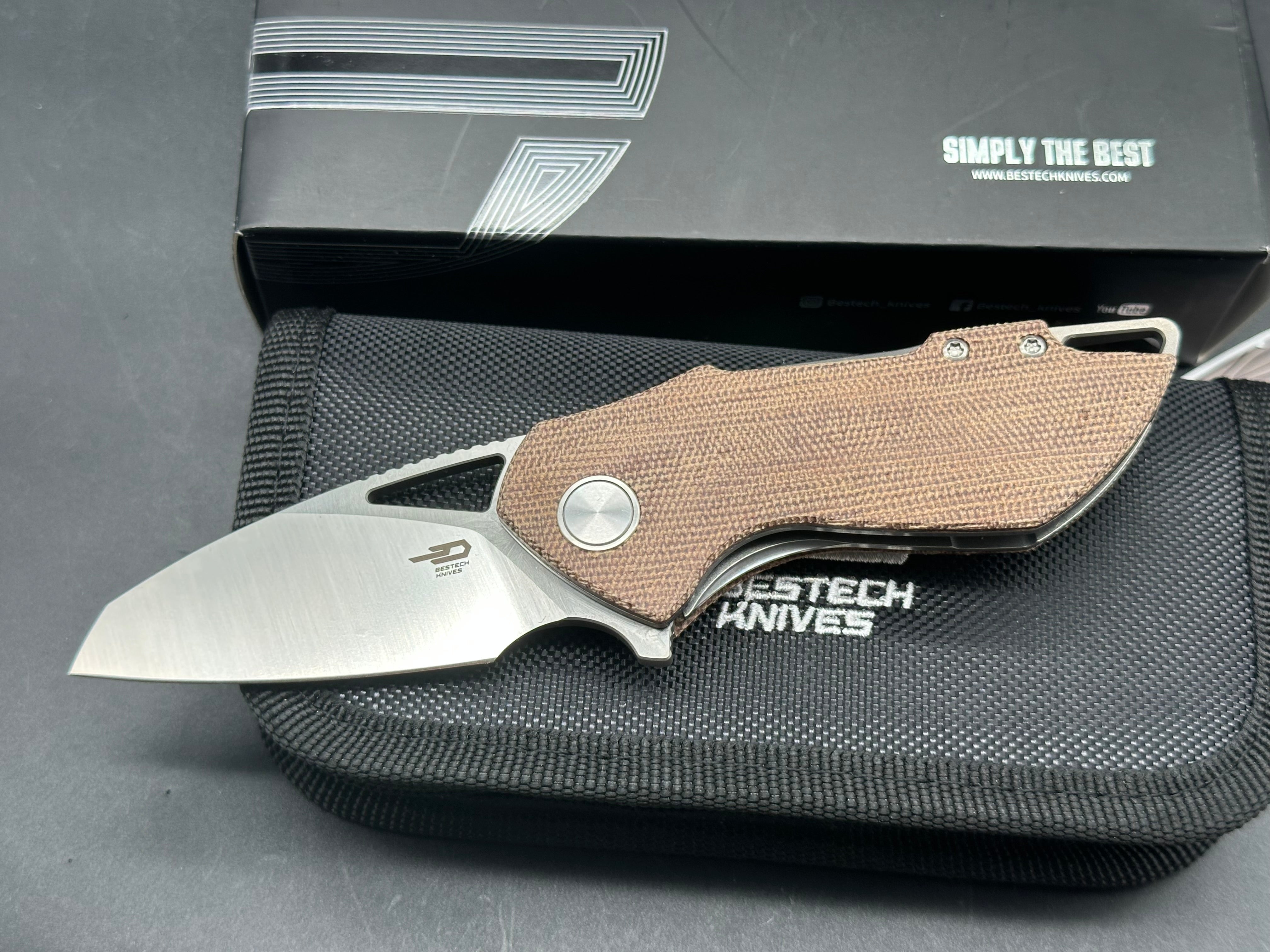 Bestech Grissom Riverstone Liner Lock Knife Natural Micarta (2.45" Satin 154CM)